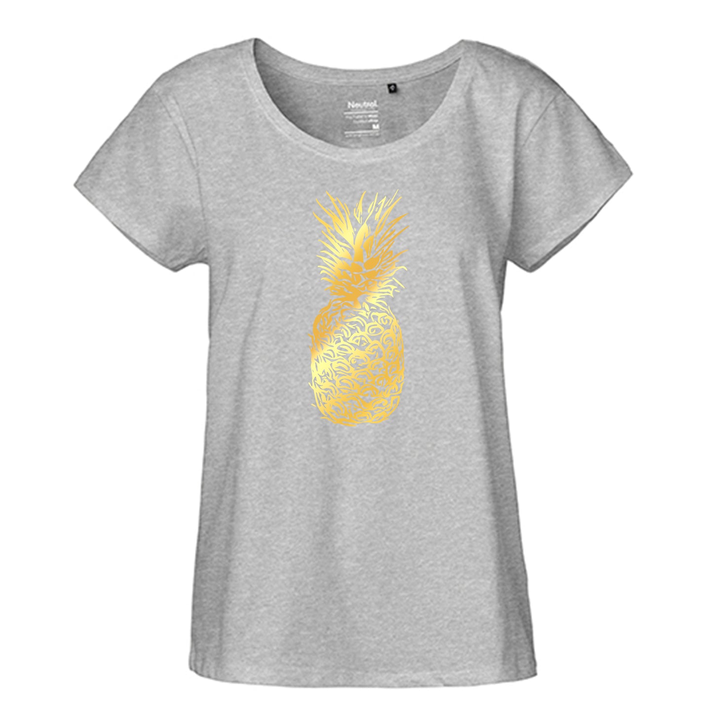 FairTrade Loose Fit Damen T-Shirt 'Ananas' Bio-Baumwolle