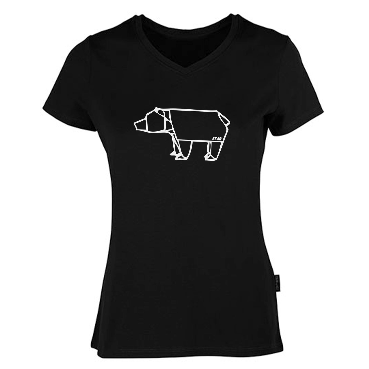 Damen V-Neck T-Shirt / 100% Bio-BW / Motiv: Bear origami