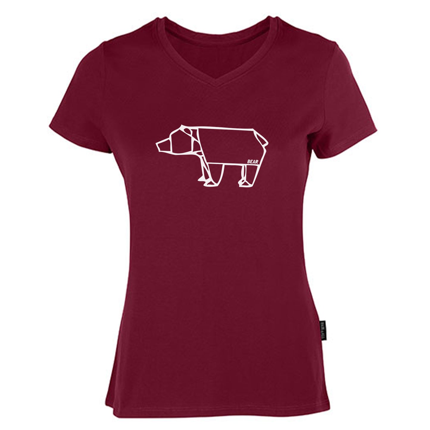 Damen V-Neck T-Shirt / 100% Bio-BW / Motiv: Bear origami