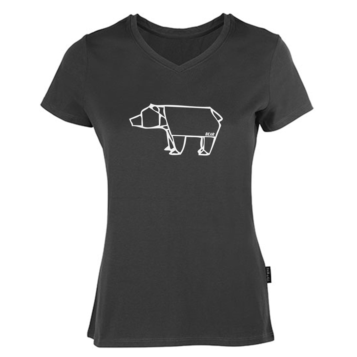 Damen V-Neck T-Shirt / 100% Bio-BW / Motiv: Bear origami