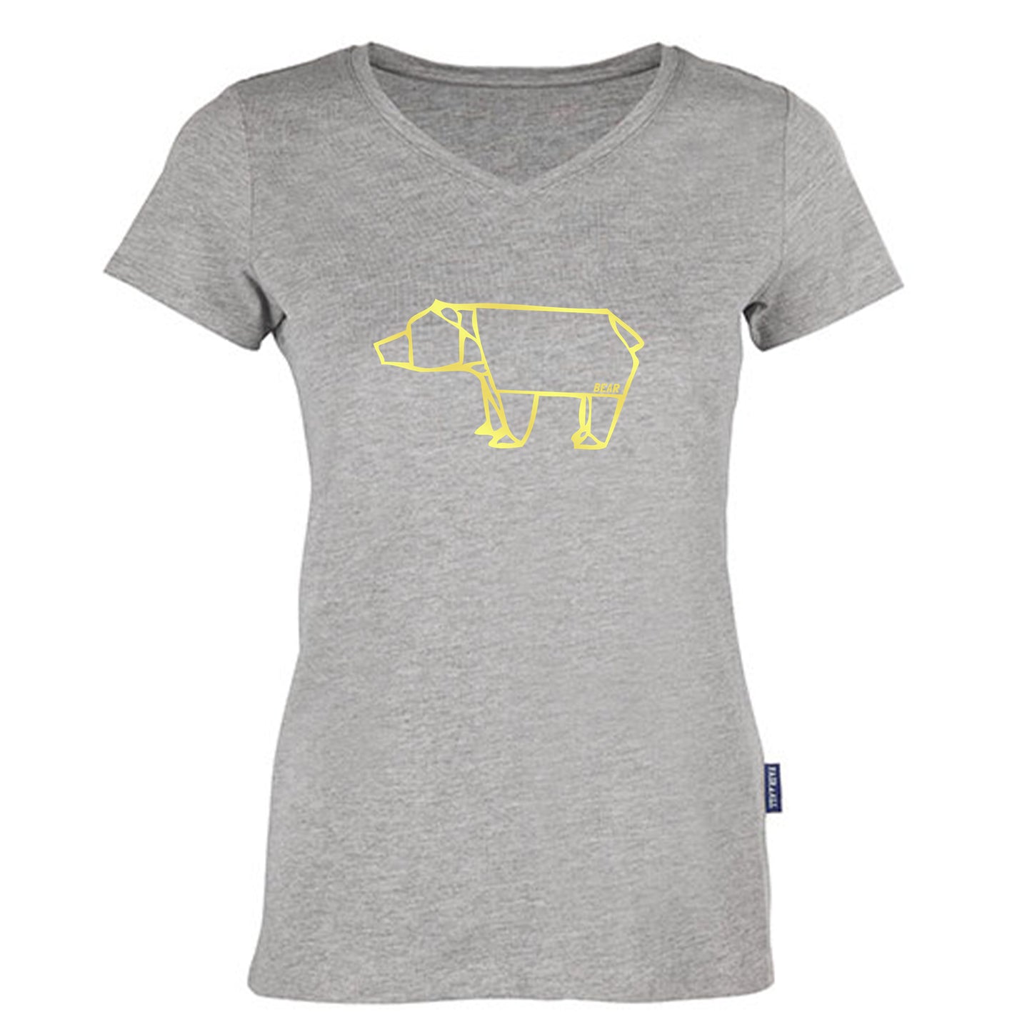 Damen V-Neck T-Shirt / 100% Bio-BW / Motiv: Bear origami