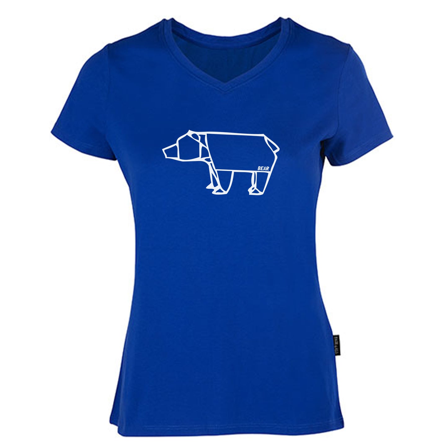 Damen V-Neck T-Shirt / 100% Bio-BW / Motiv: Bear origami