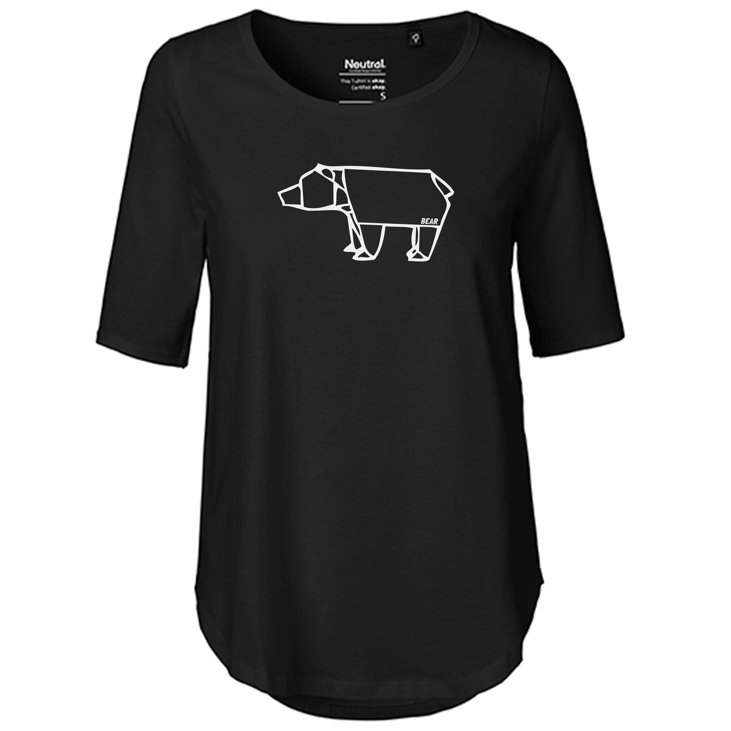 T-Shirt Damen FairTrade Oversized Half Sleeve "Bear origami"