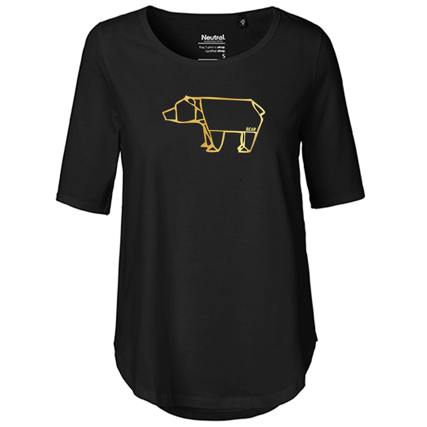 T-Shirt Damen FairTrade Oversized Half Sleeve "Bear origami"