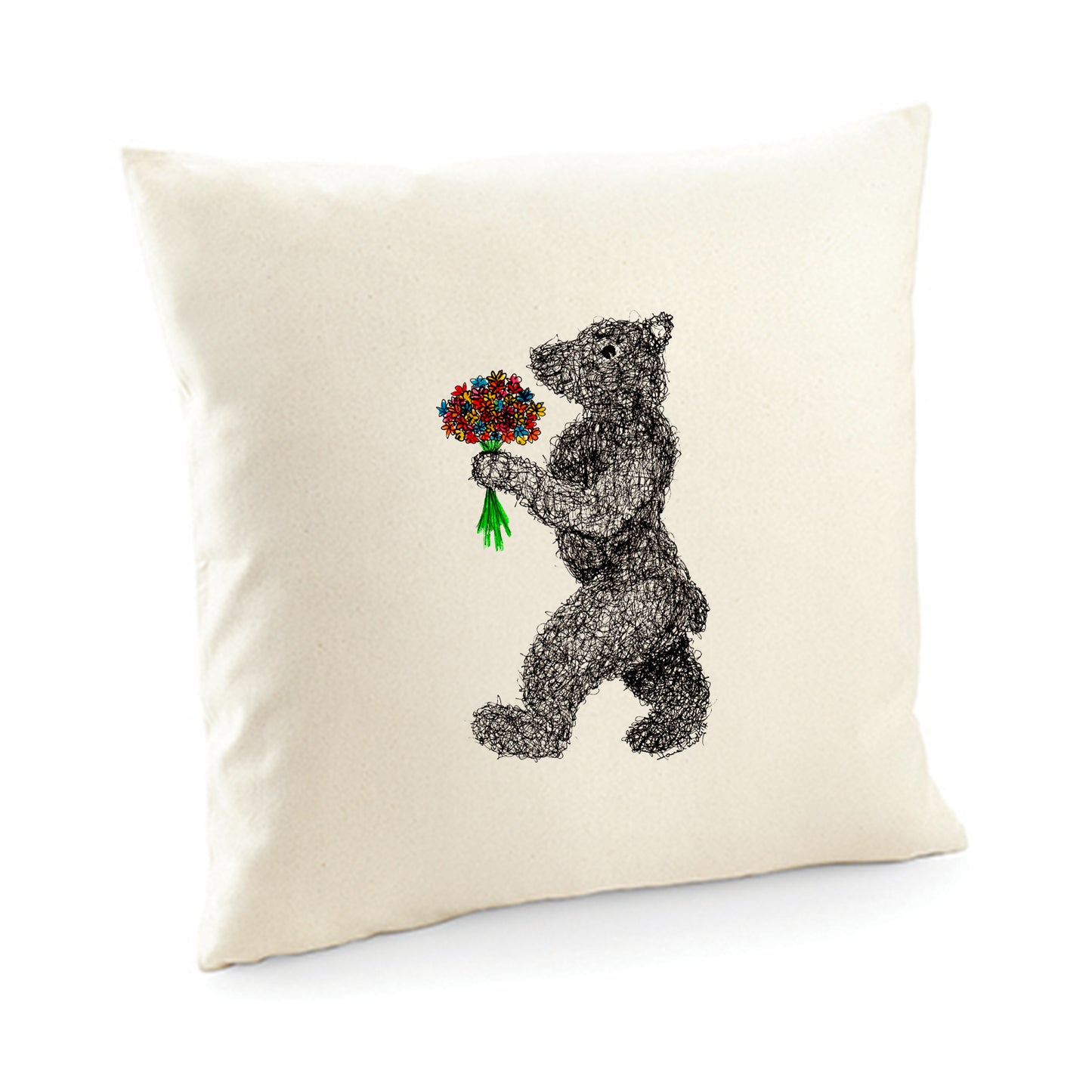 Kissenbezug / cushion cover / Motiv: Blumenbär