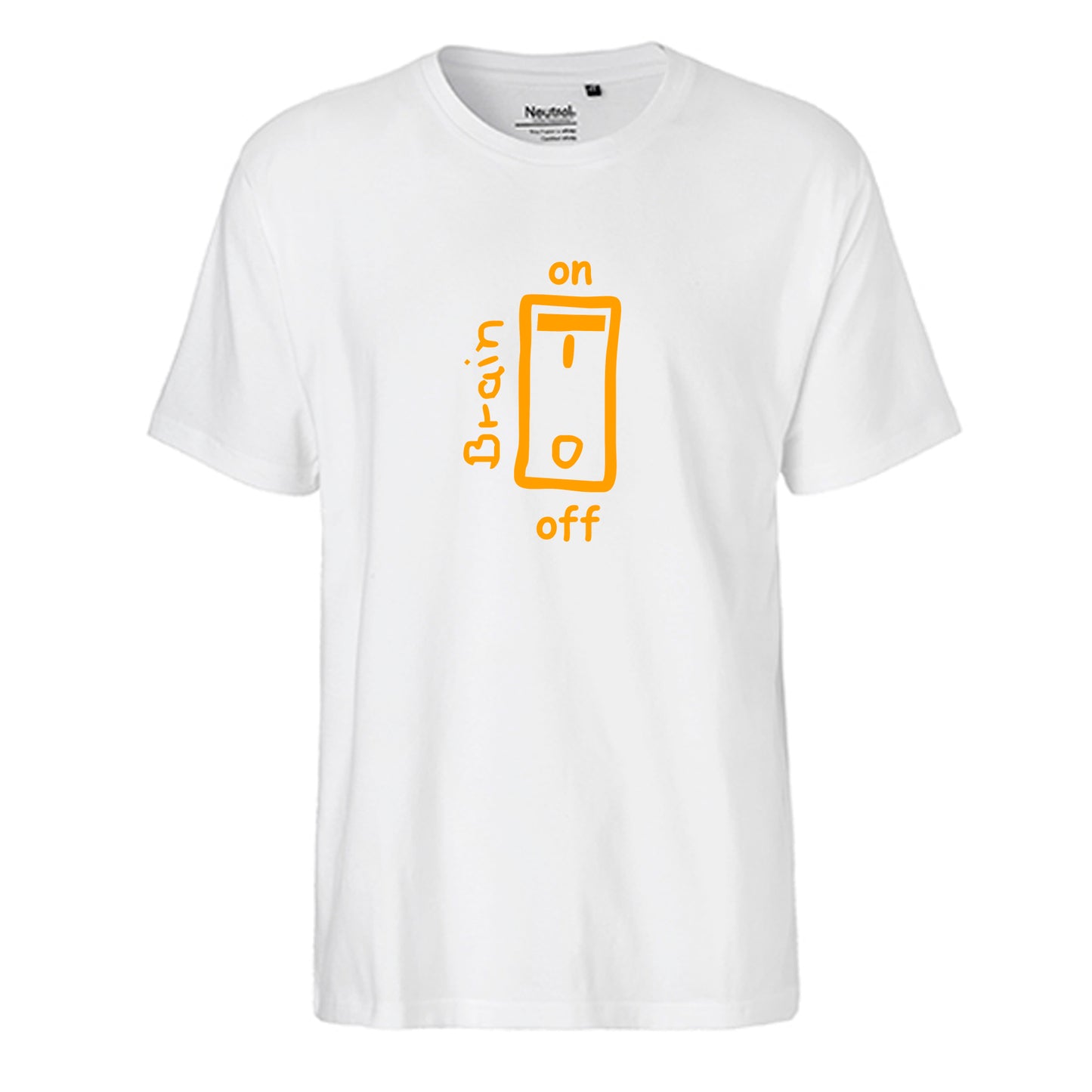 FairTrade men's t-shirt 'Brain On/Off' organic cotton