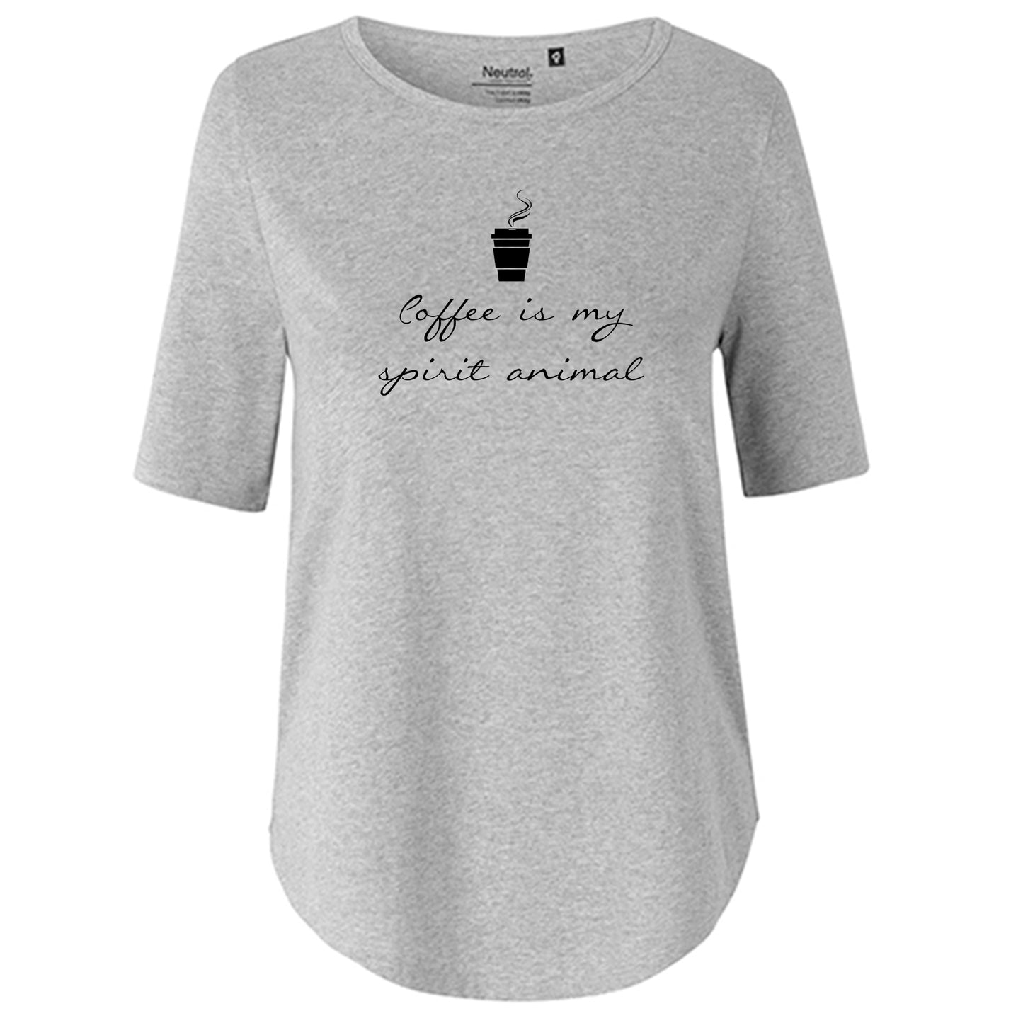T-Shirt Damen FairTrade Oversized Half Sleeve "Coffee is my spirit animal"