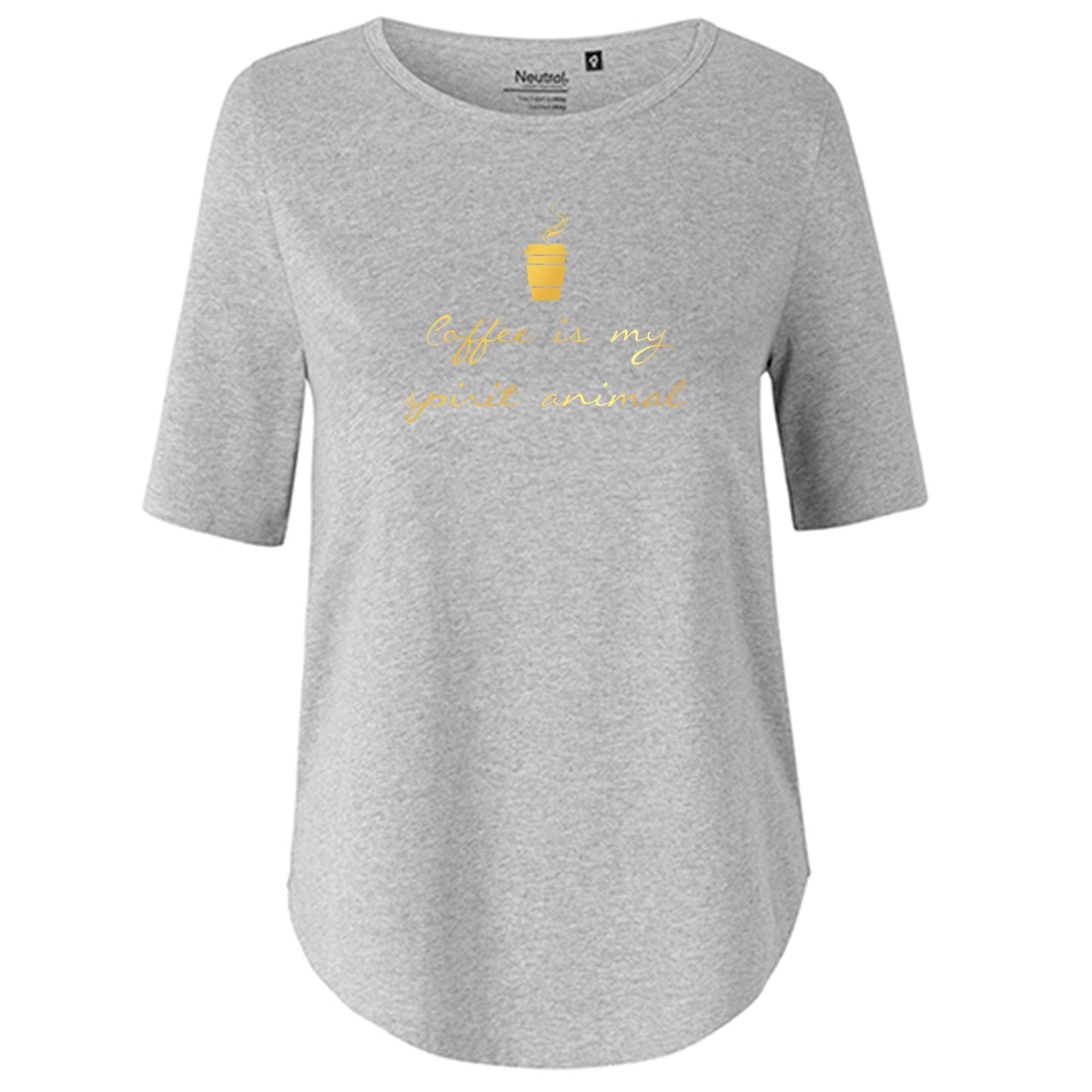 T-Shirt Damen FairTrade Oversized Half Sleeve "Coffee is my spirit animal"