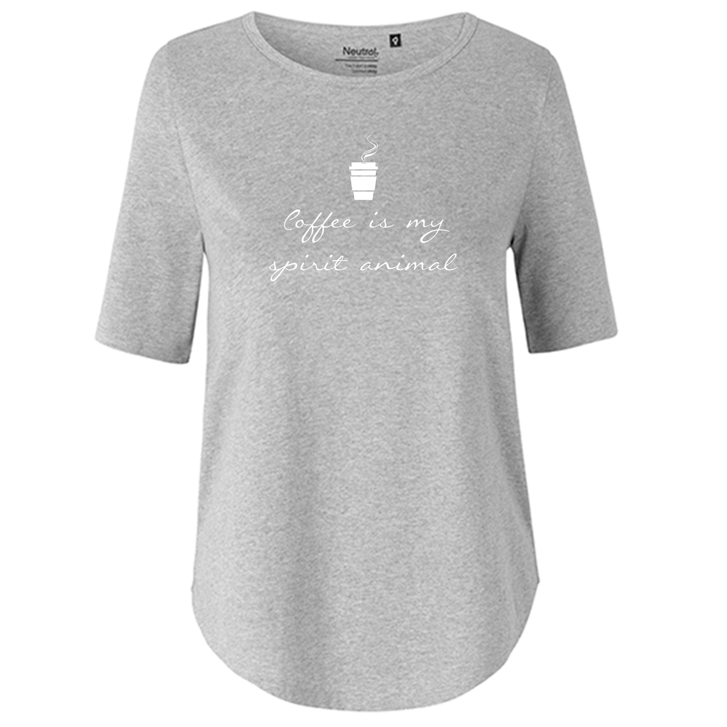 T-Shirt Damen FairTrade Oversized Half Sleeve "Coffee is my spirit animal"