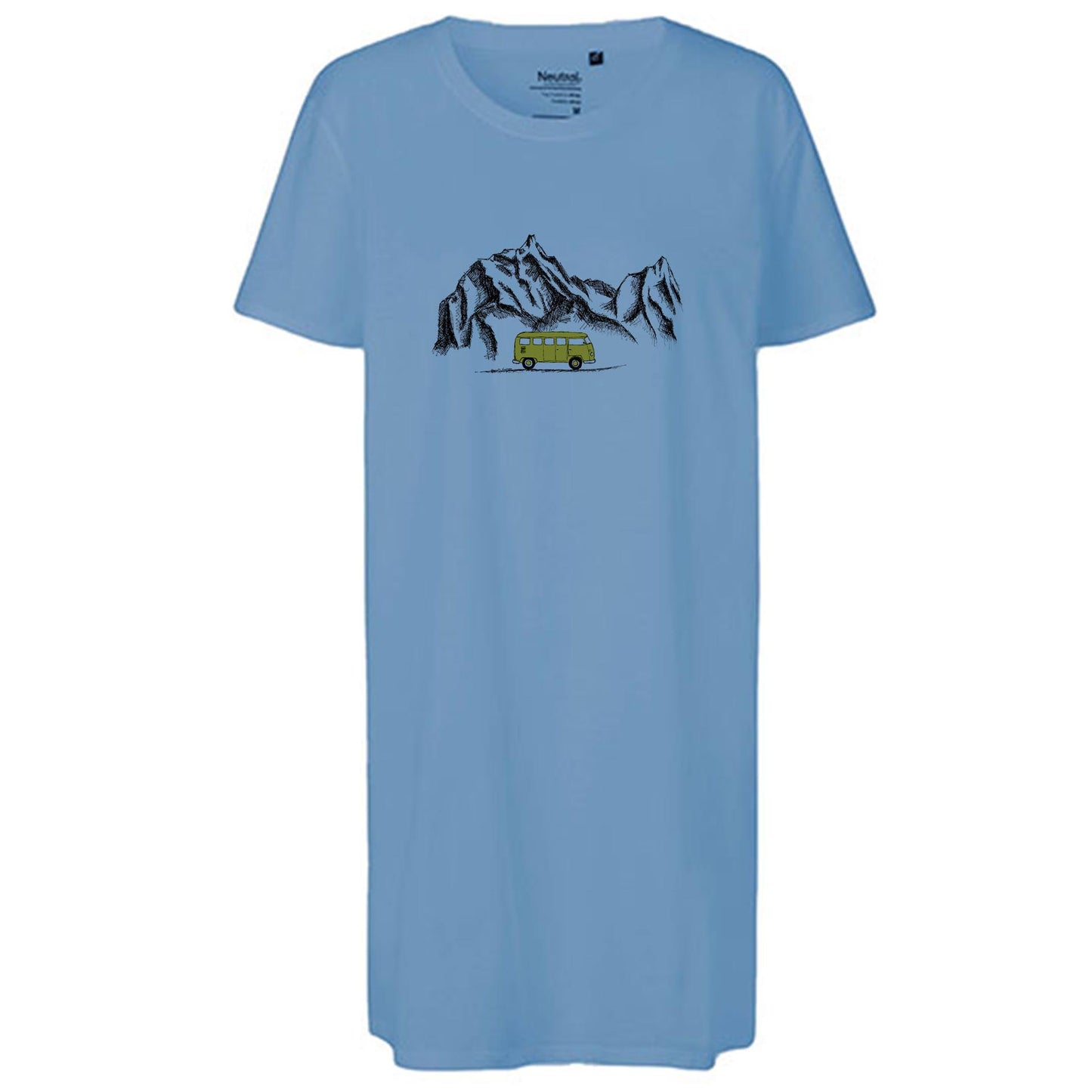 Ladies´ Long Length T-Shirt | Motiv: Camper +Berg | Bio-BW