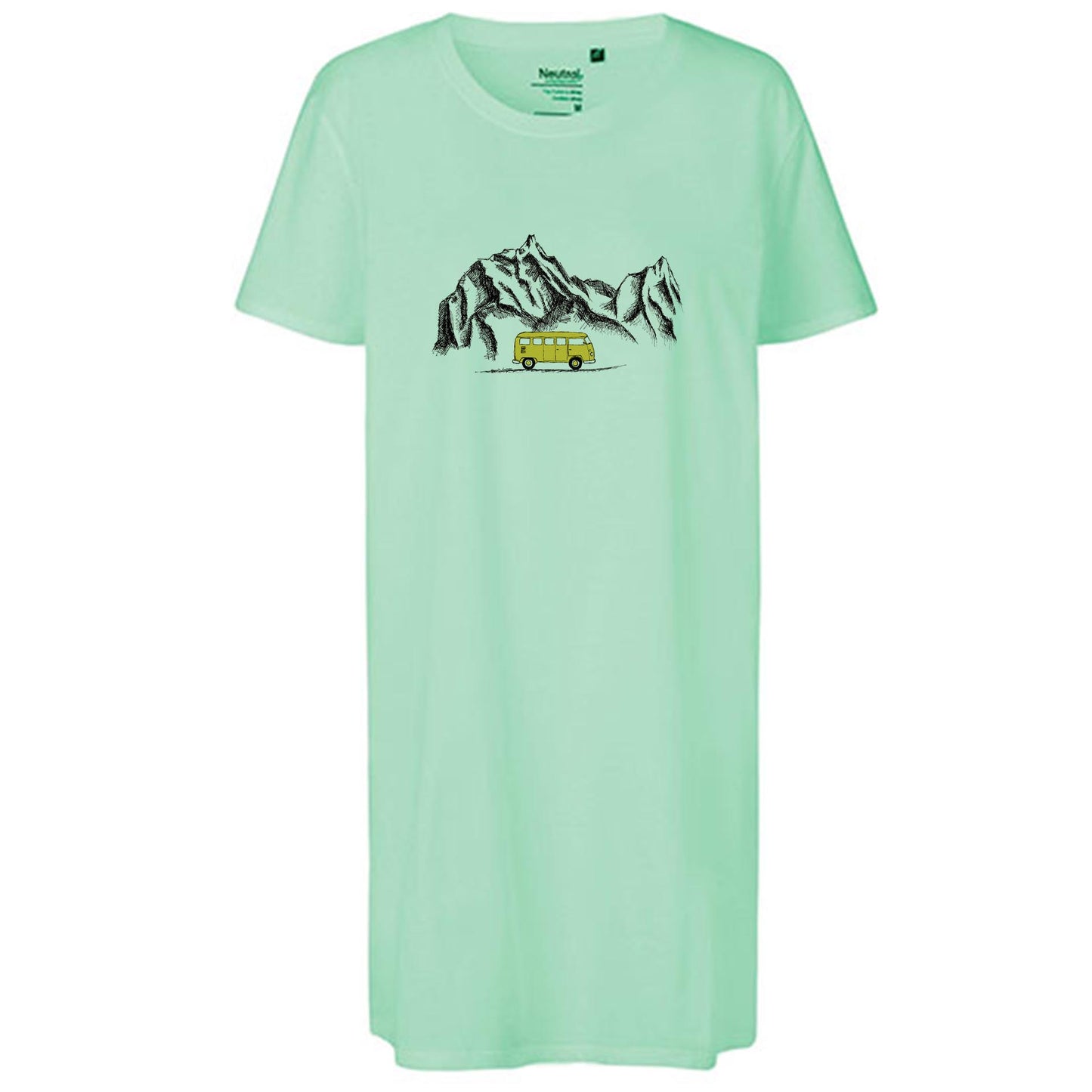 Ladies´ Long Length T-Shirt | Motiv: Camper +Berg | Bio-BW