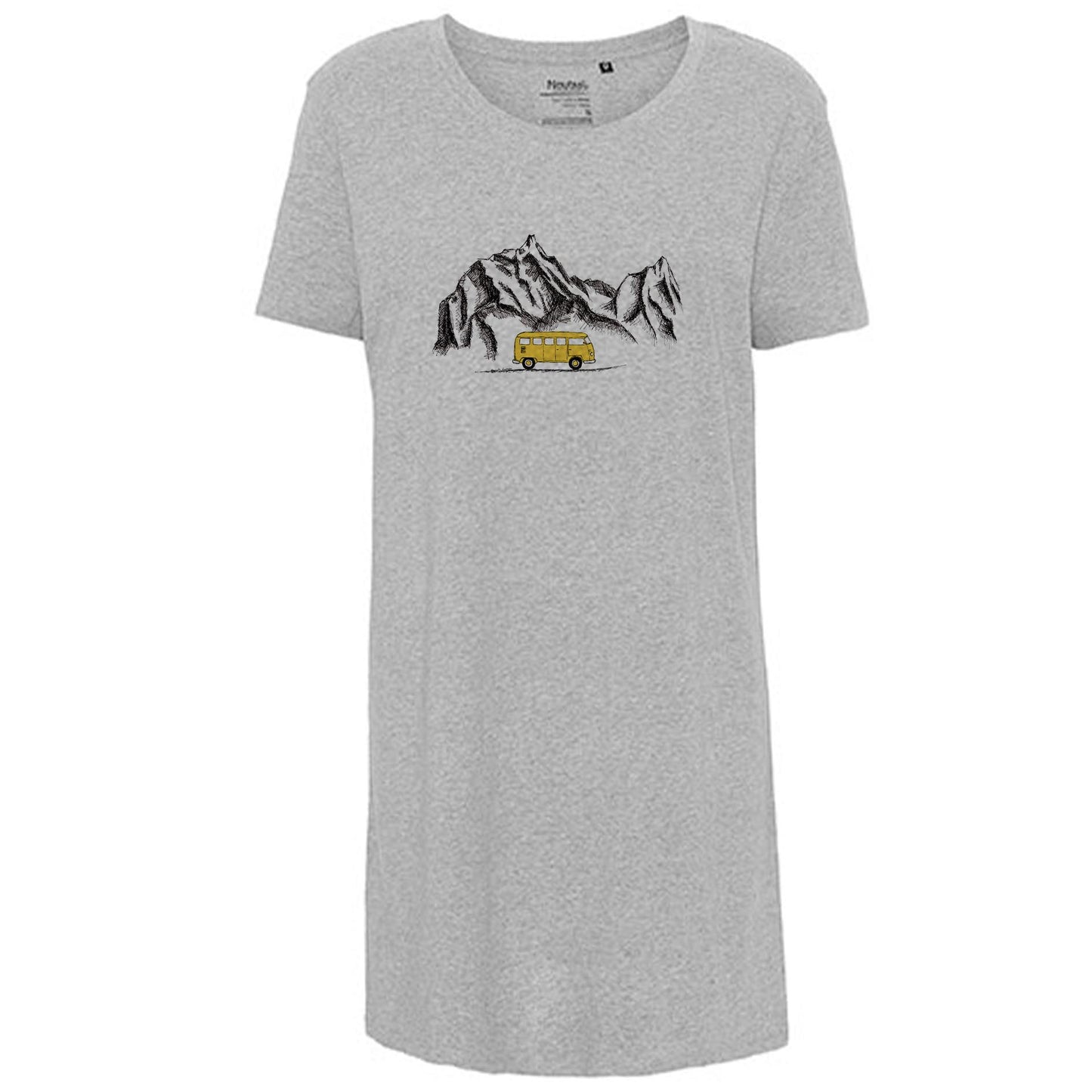 Ladies´ Long Length T-Shirt | Motiv: Camper +Berg | Bio-BW