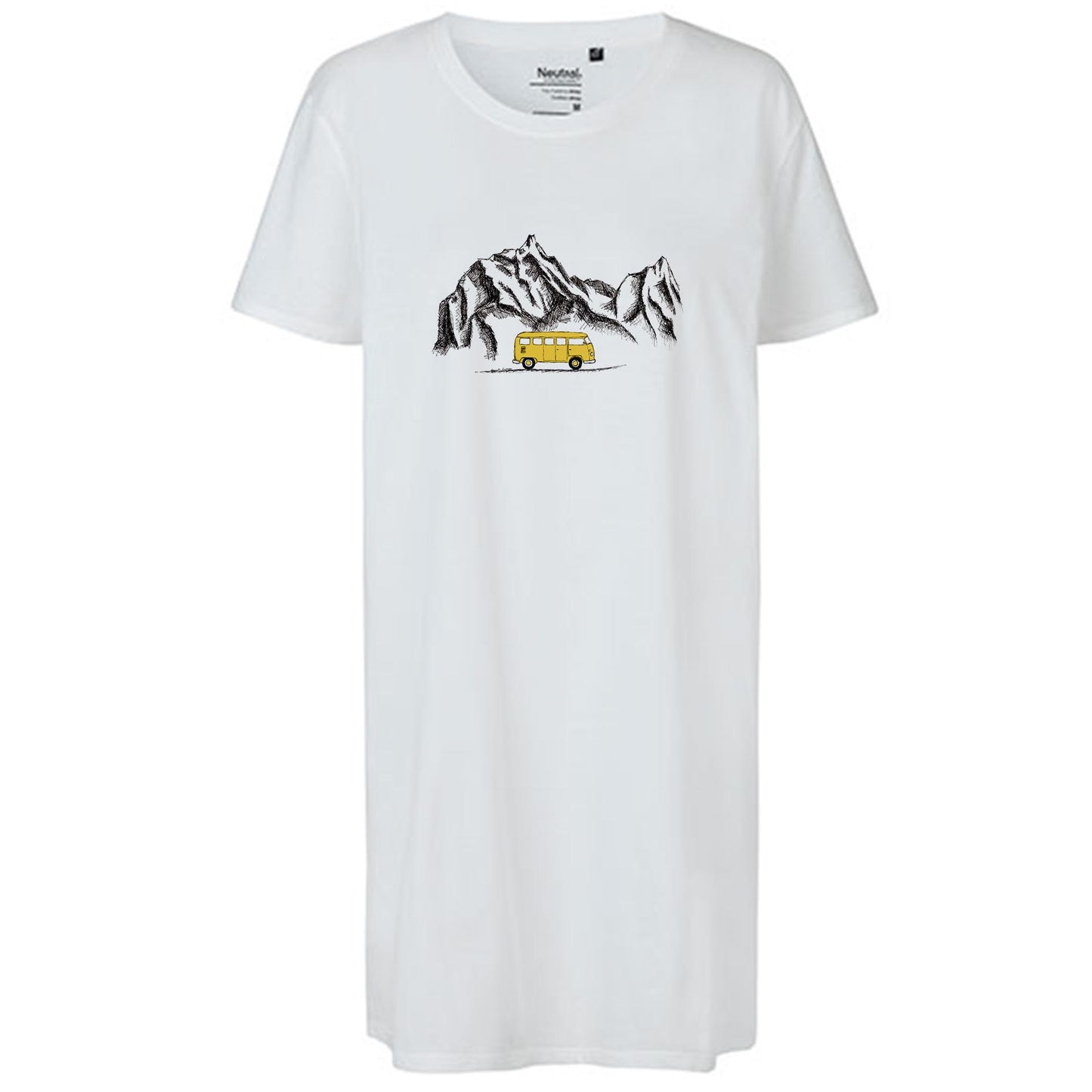 Ladies´ Long Length T-Shirt | Motiv: Camper +Berg | Bio-BW
