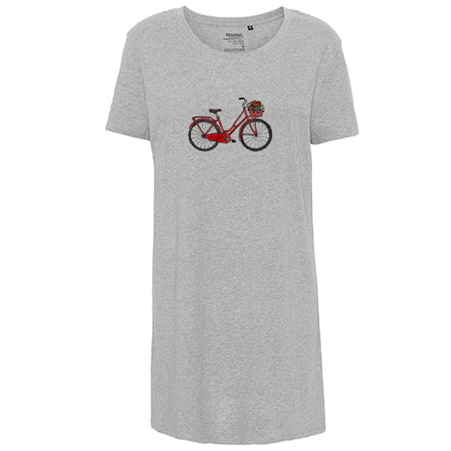 Kopie von Ladies´ Long Length T-Shirt | Motiv: Hollandrad Blumenkorb | Bio-BW
