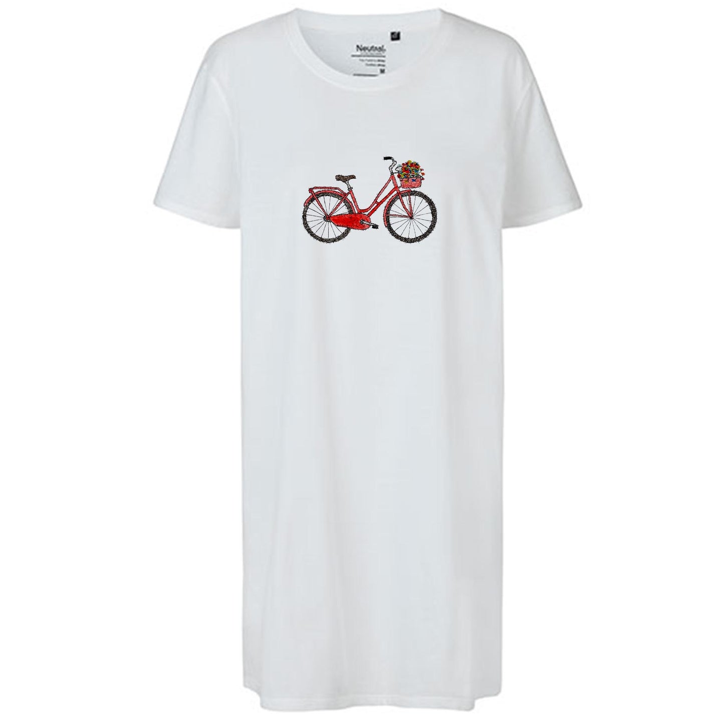 Kopie von Ladies´ Long Length T-Shirt | Motiv: Hollandrad Blumenkorb | Bio-BW