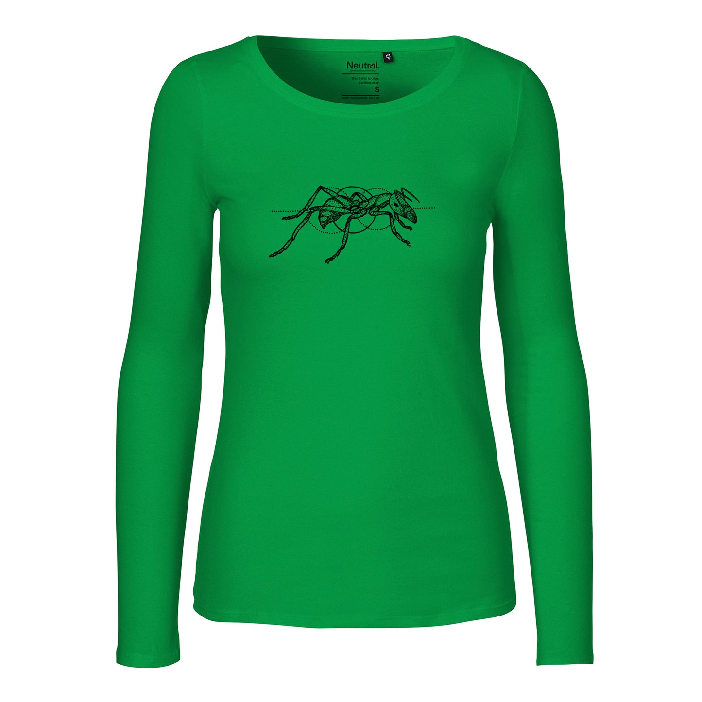 Damen FairTrade Longsleeve "Ameise - gezeichnet" 100% BioBaumwolle und aus nachhaltiger Produktion