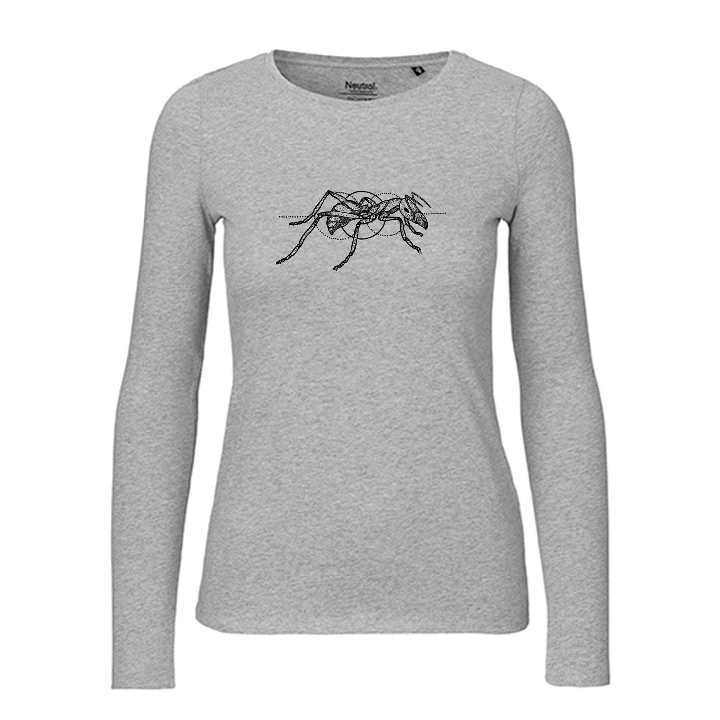 Damen FairTrade Longsleeve "Ameise - gezeichnet" 100% BioBaumwolle und aus nachhaltiger Produktion