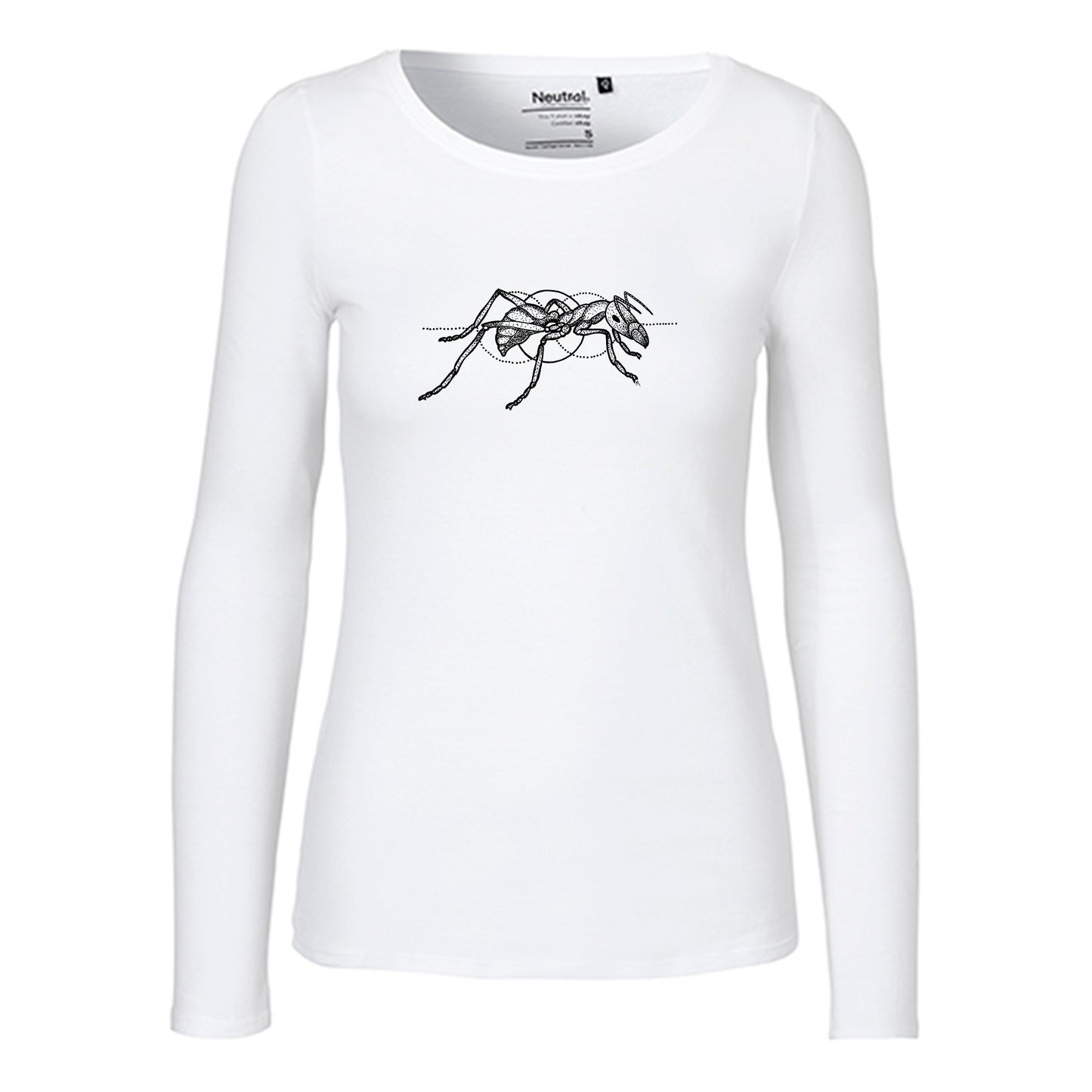Damen FairTrade Longsleeve "Ameise - gezeichnet" 100% BioBaumwolle und aus nachhaltiger Produktion