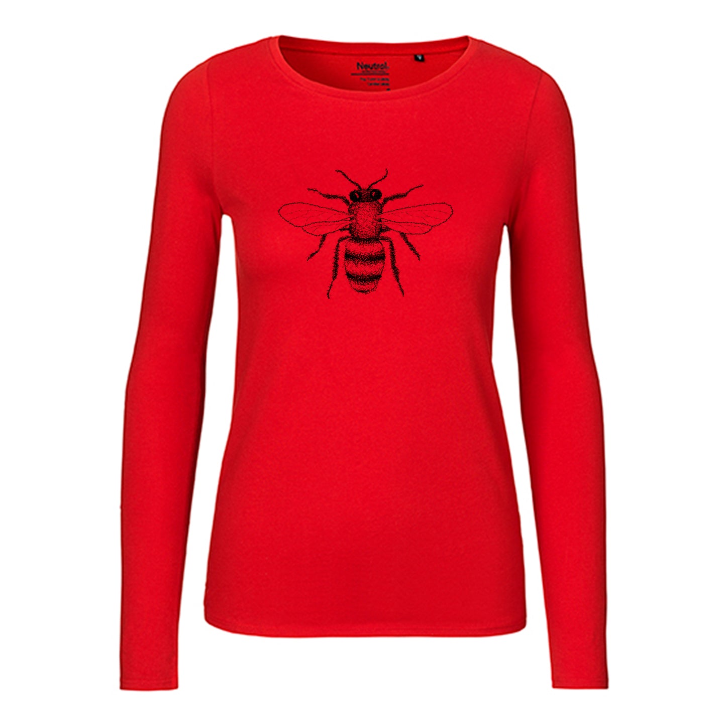 Damen FairTrade Longsleeve "Biene - gezeichnet" 100% BioBaumwolle und aus nachhaltiger Produktion
