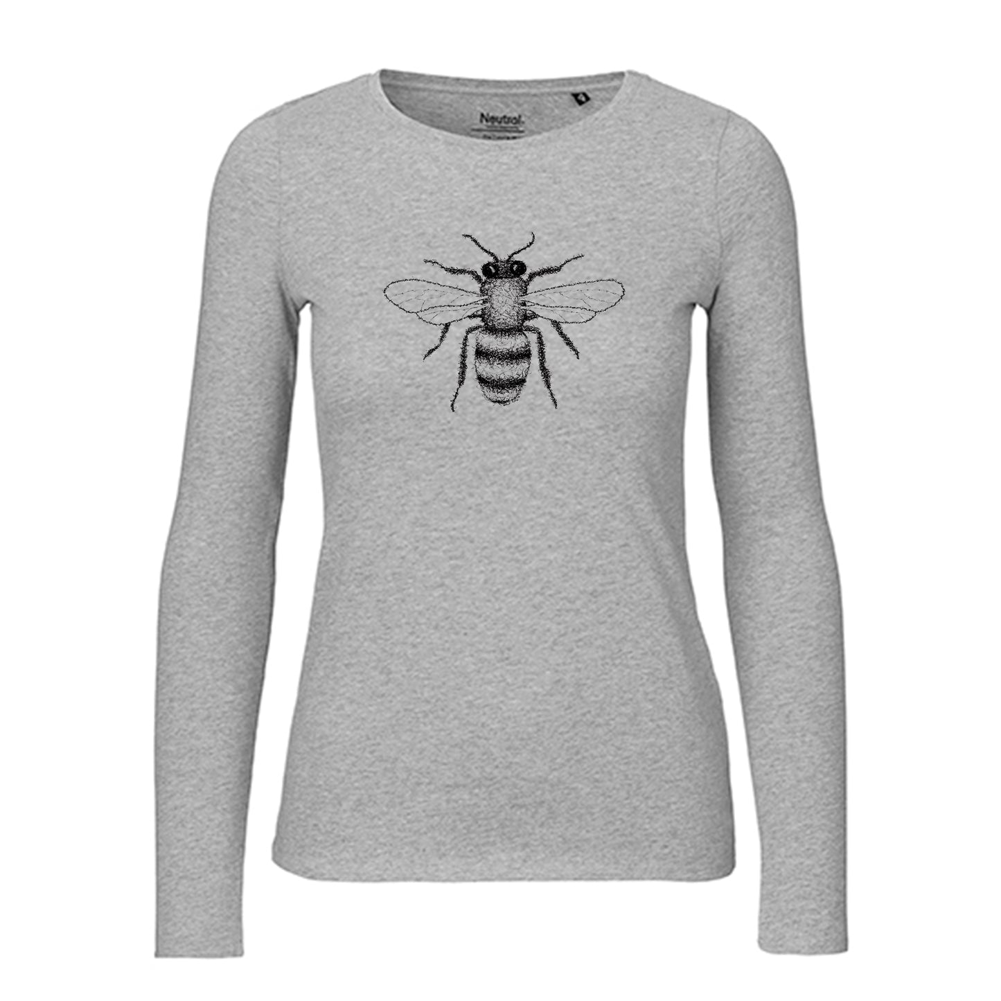Damen FairTrade Longsleeve "Biene - gezeichnet" 100% BioBaumwolle und aus nachhaltiger Produktion