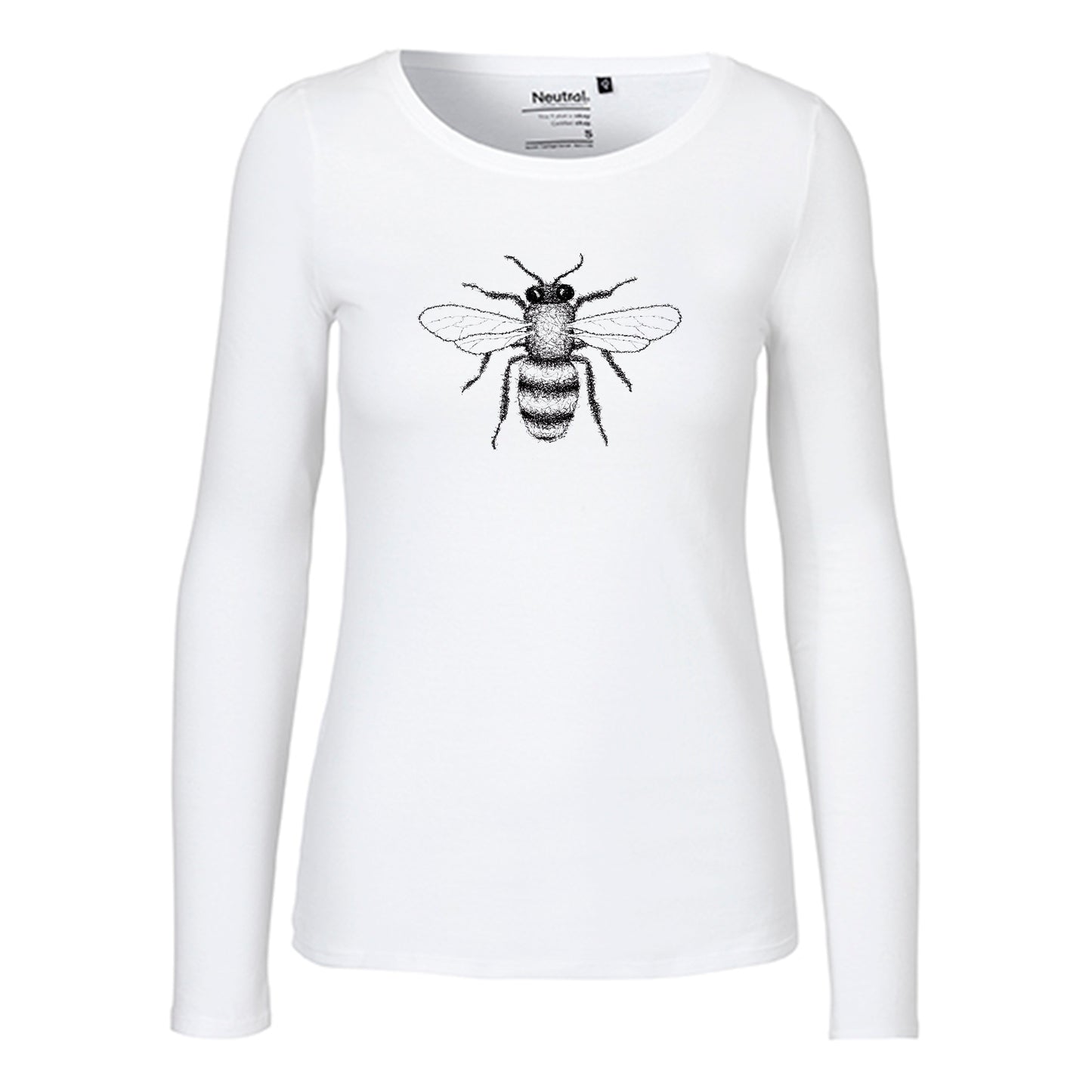 Damen FairTrade Longsleeve "Biene - gezeichnet" 100% BioBaumwolle und aus nachhaltiger Produktion