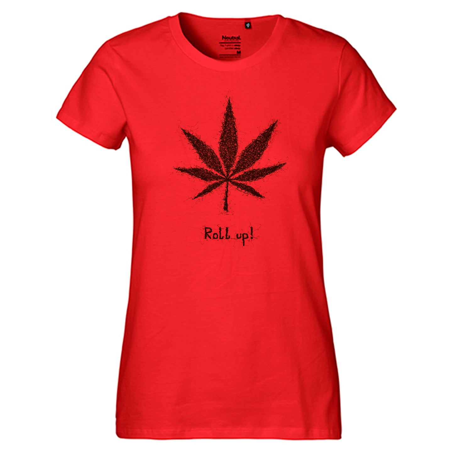Fair-trade women's t-shirt 'Hemp leaf roll up!' 100% organic cotton