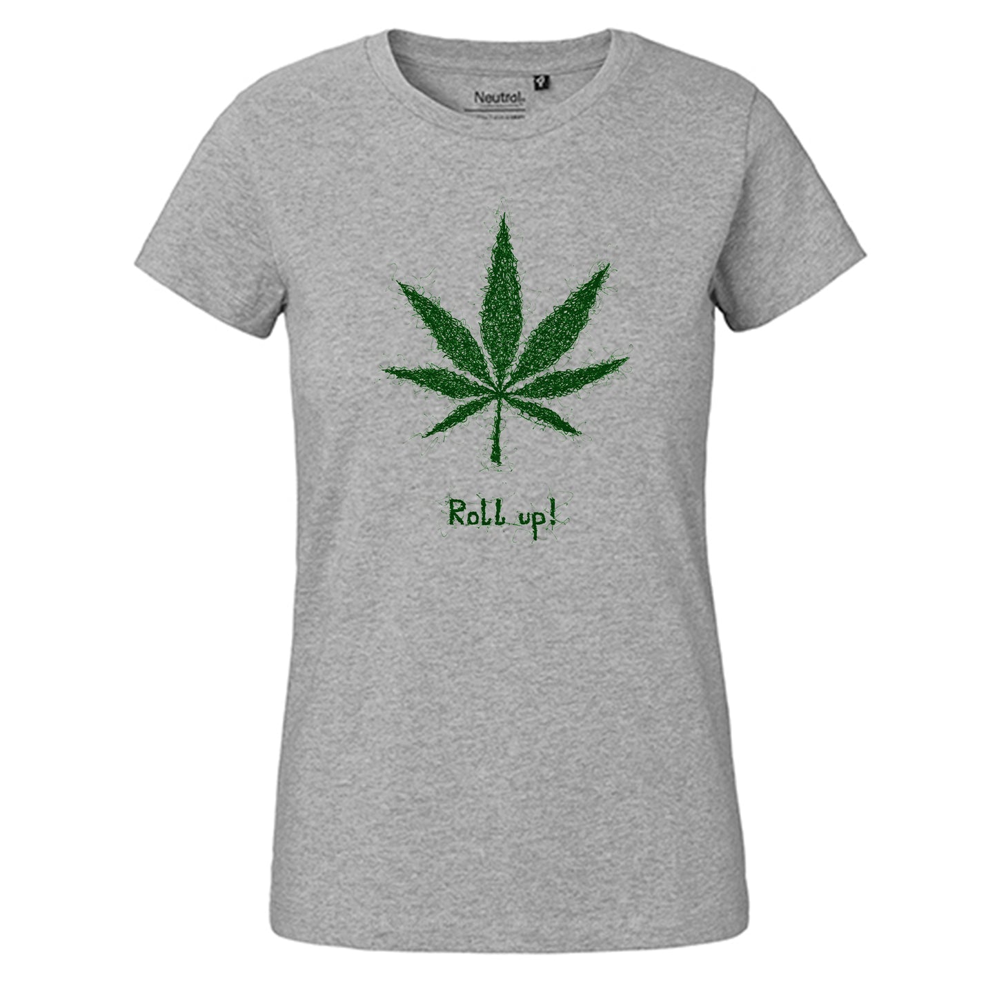 Fair-trade women's t-shirt 'Hemp leaf roll up!' 100% organic cotton