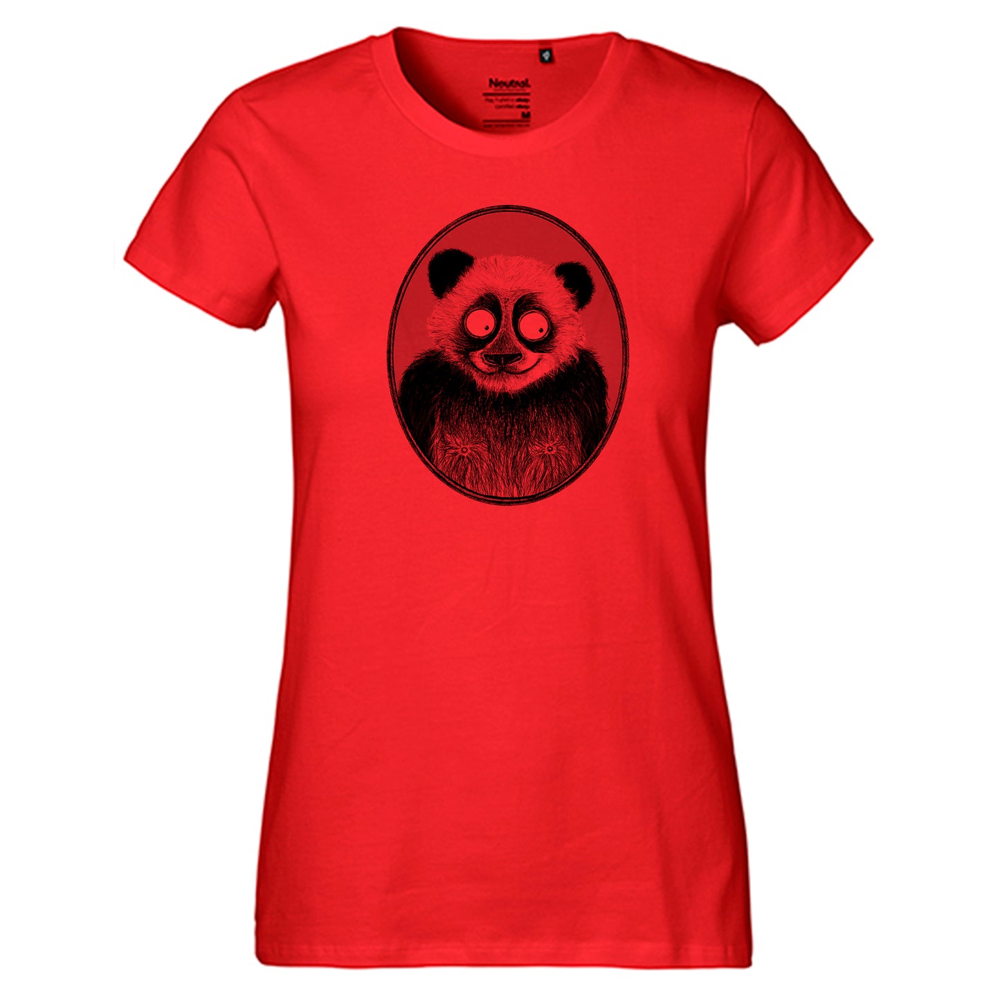 Fair-trade women's t-shirt 'Panda drawn' 100% organic cotton
