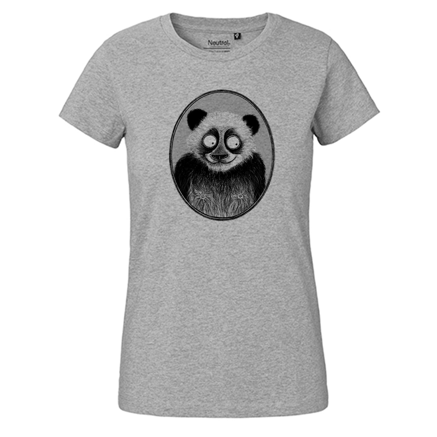 Fair-trade women's t-shirt 'Panda drawn' 100% organic cotton