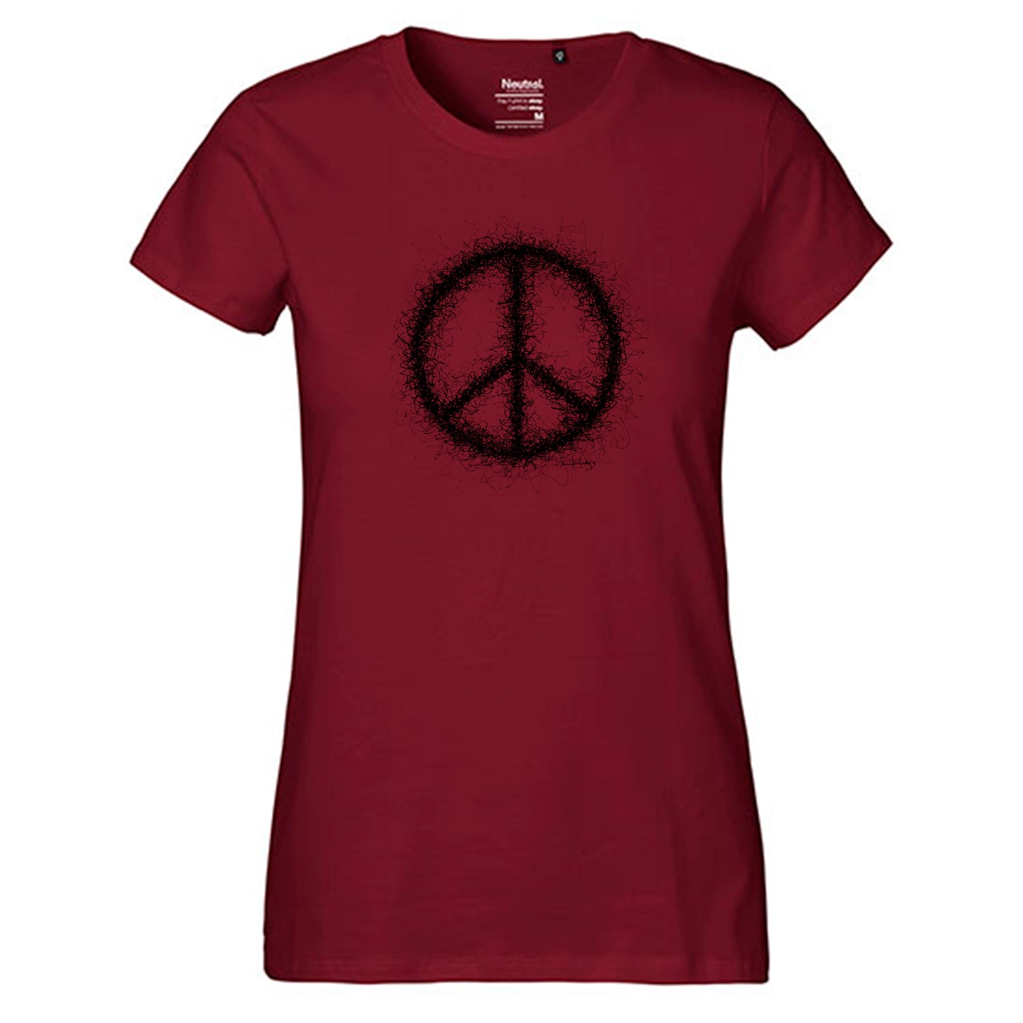 Fair trade women's t-shirt 'Peace drawn' 100% organic cotton