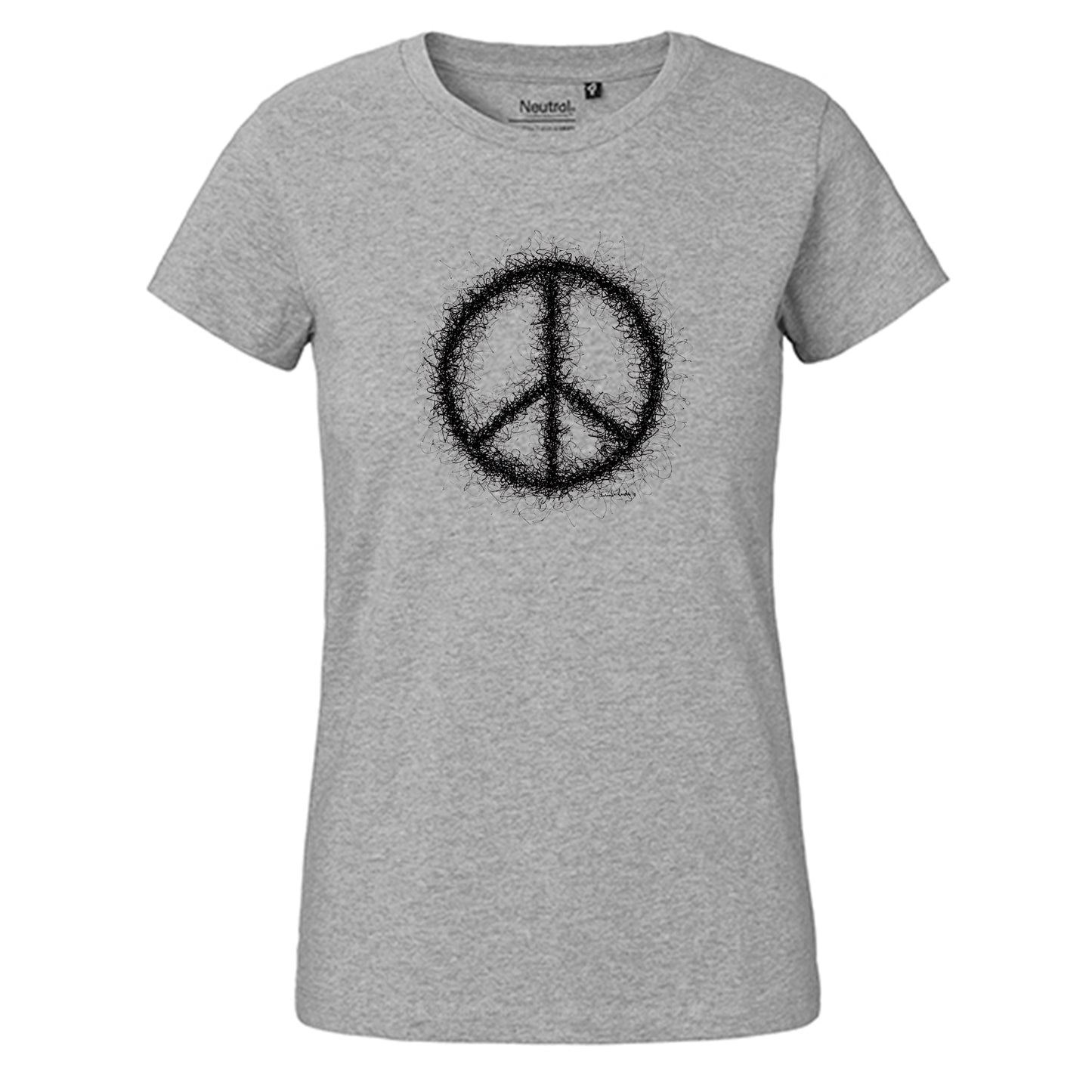 Fair trade women's t-shirt 'Peace drawn' 100% organic cotton
