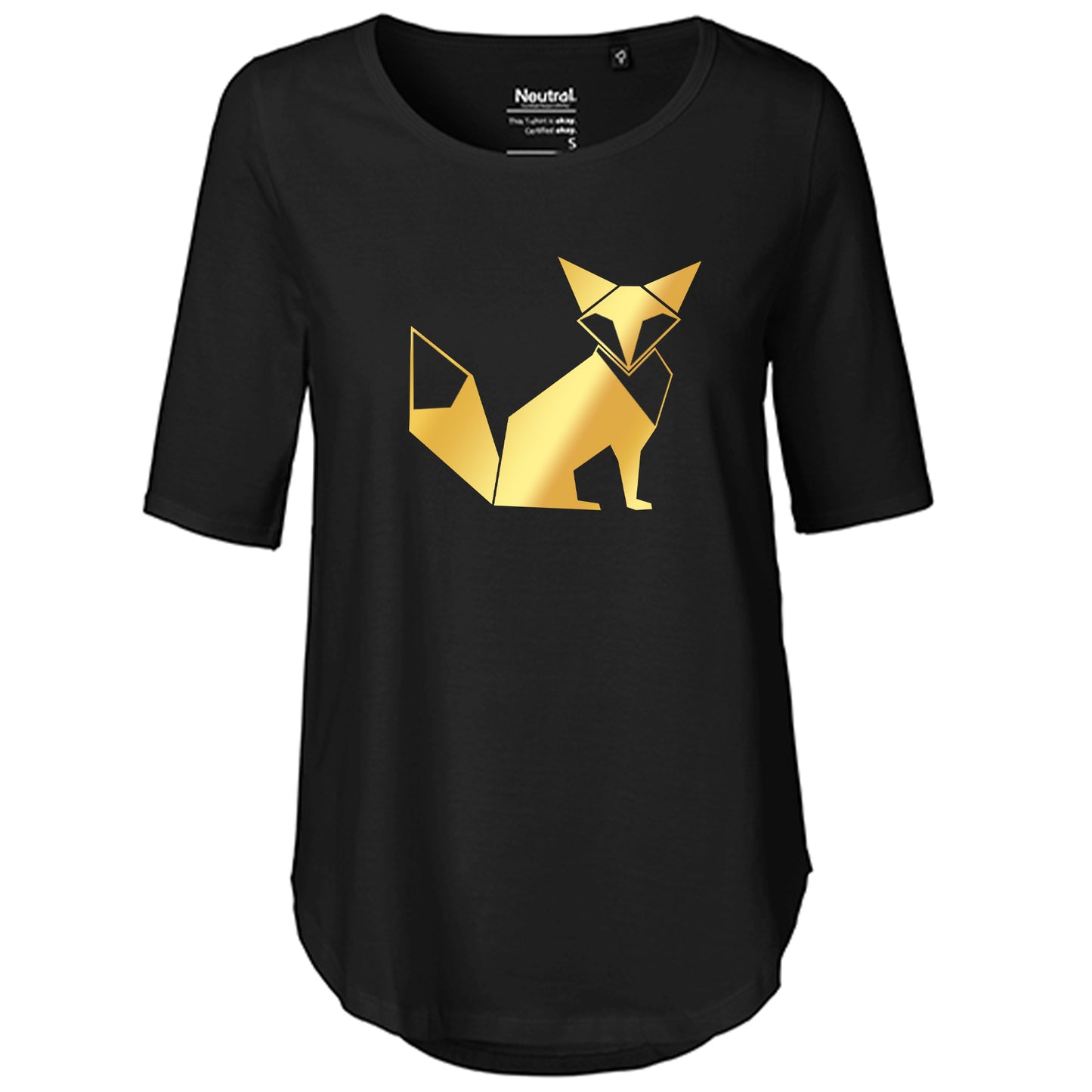 T-Shirt Damen FairTrade Oversized Half Sleeve "Fuchs origami"