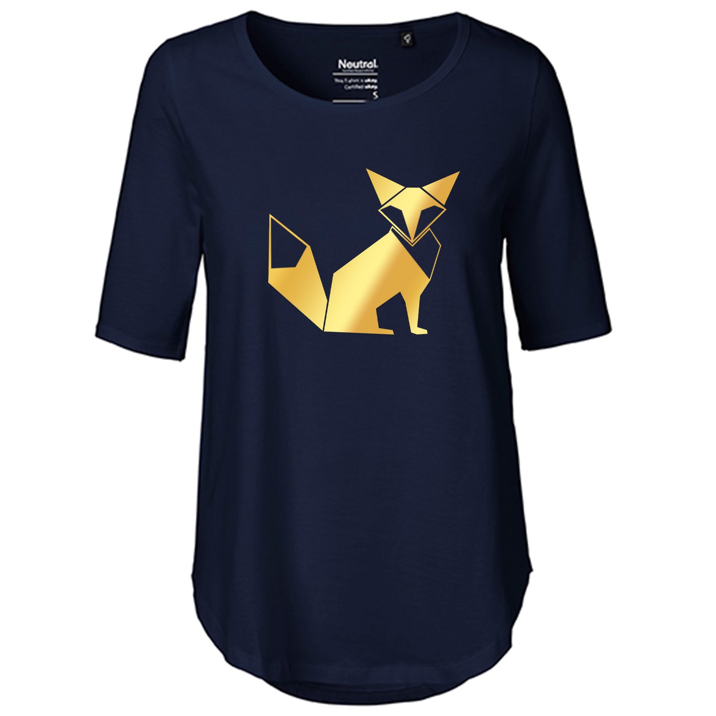 T-Shirt Damen FairTrade Oversized Half Sleeve "Fuchs origami"