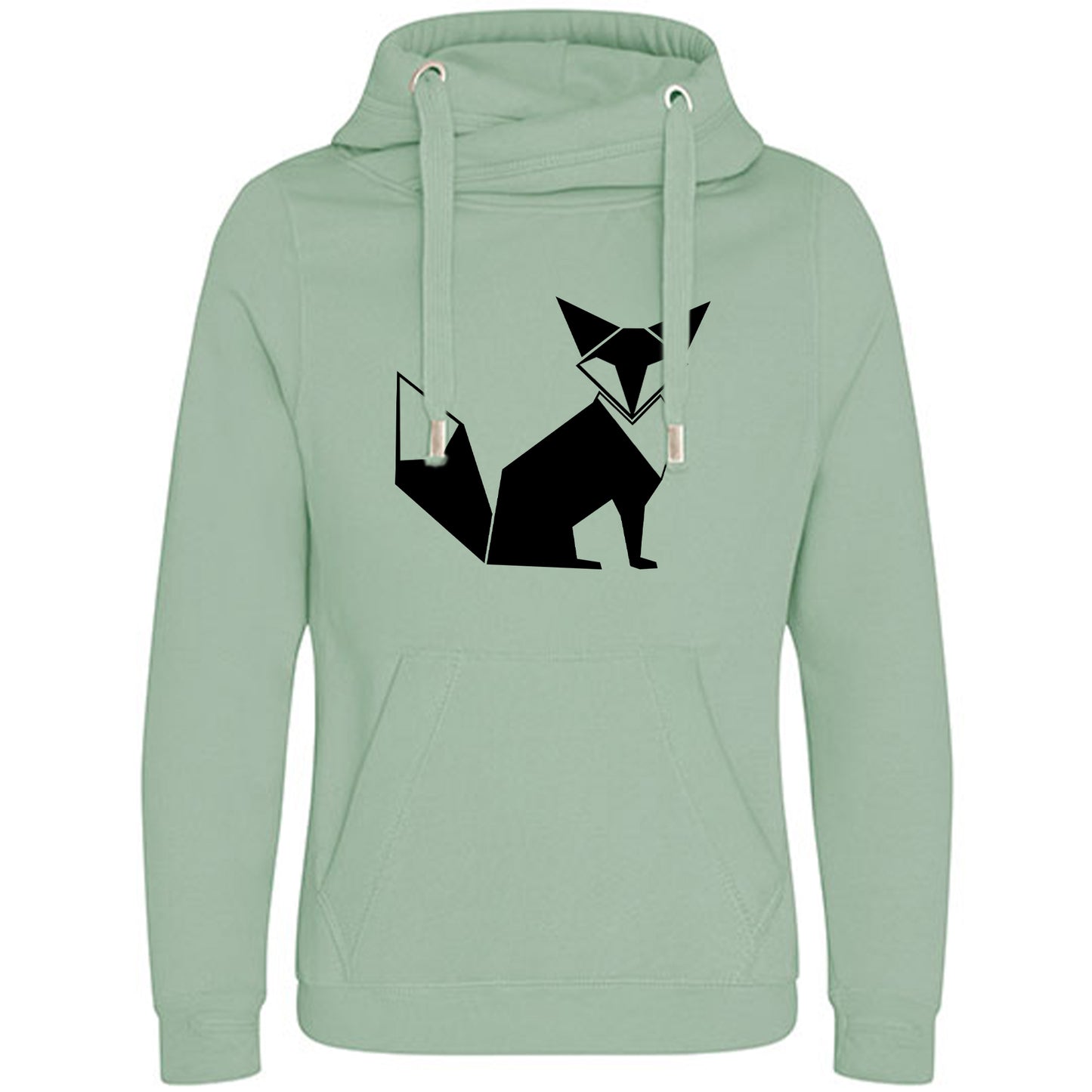 Cross Neck Hoodie/ Pulli / Motiv: Fuchs origami