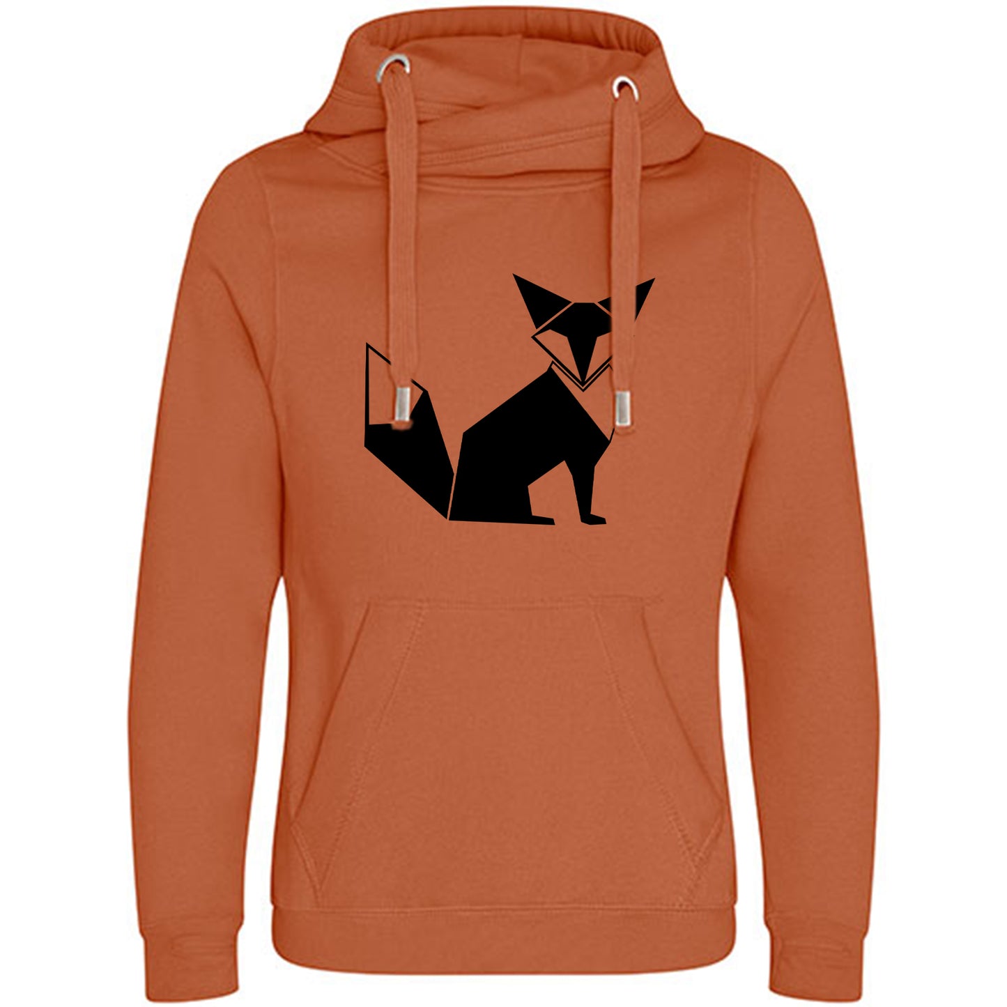 Cross Neck Hoodie/ Pulli / Motiv: Fuchs origami