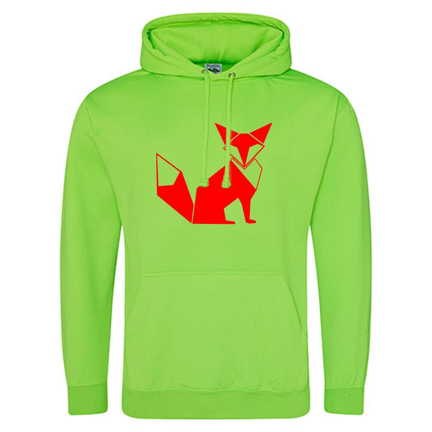 Electric Hoodie / Neon Kapuzenpulli / Motiv: Fuchs origami