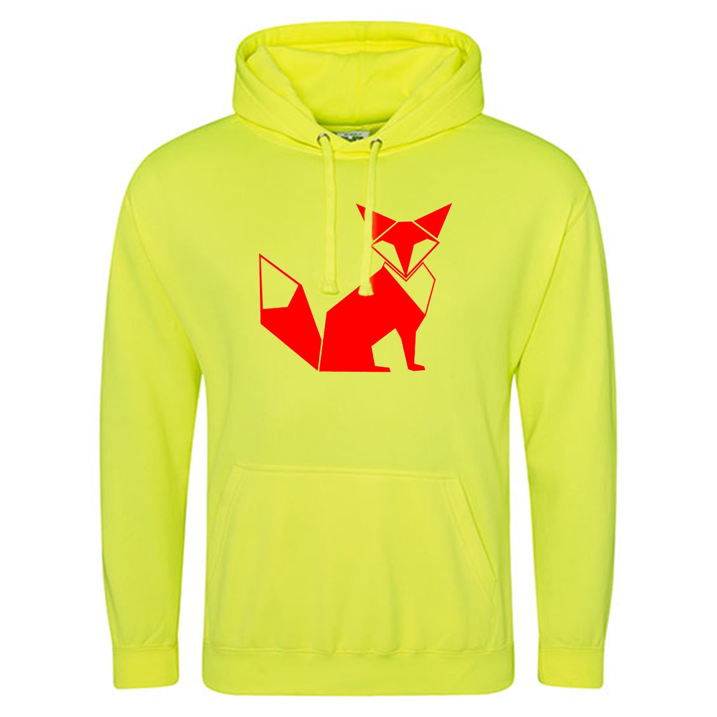Electric Hoodie / Neon Kapuzenpulli / Motiv: Fuchs origami