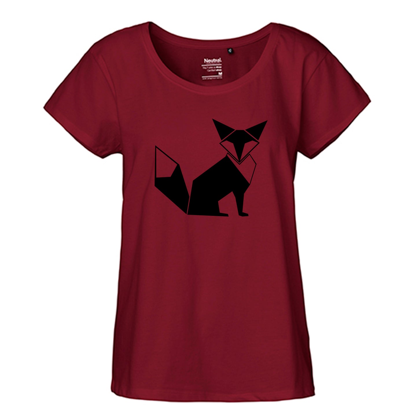 FairTrade Loose Fit | Oversize | T-Shirt Damen 'Fuchs Origami' Bio-Baumwolle