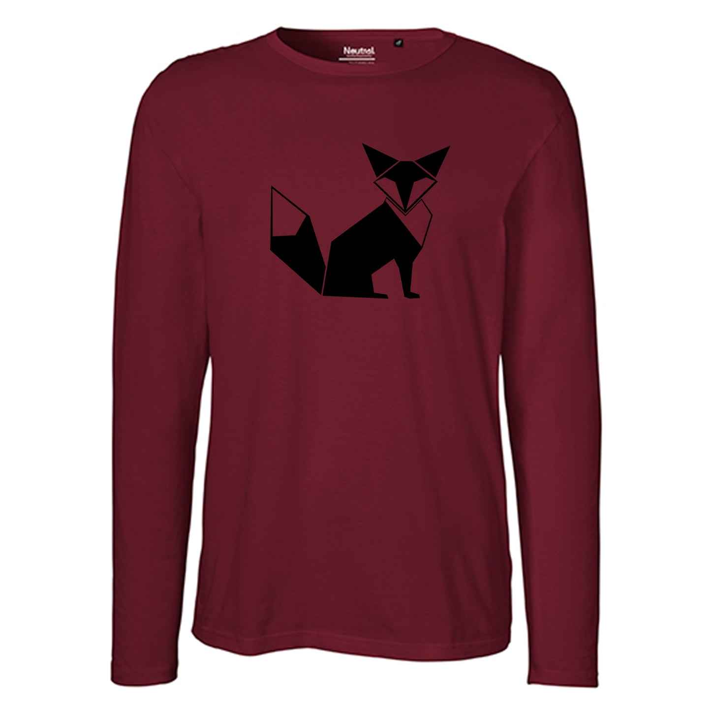Herren FairTrade Longsleeve Shirt | Motiv "Fuchs - origami" | 100% Bio-Baumwolle und aus nachhaltiger Produktion | Größen S-3XL