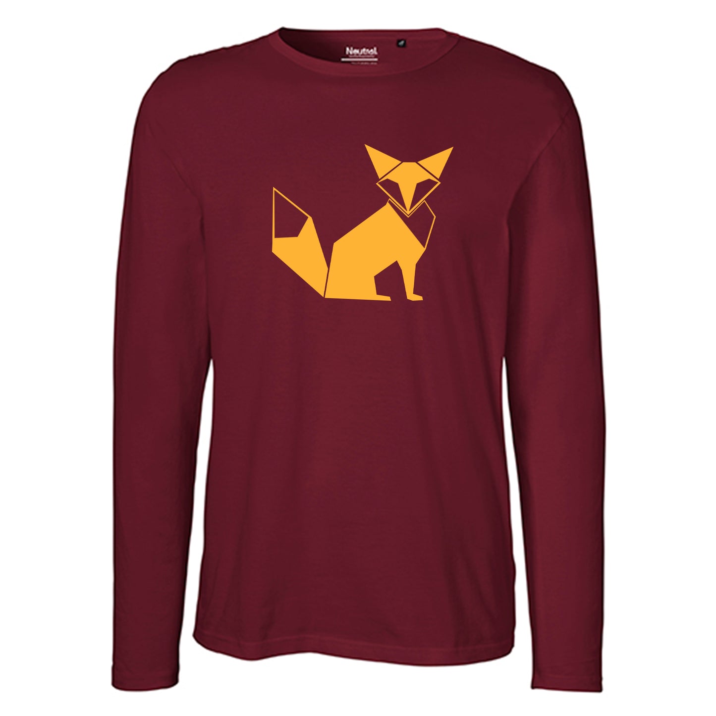 Herren FairTrade Longsleeve Shirt | Motiv "Fuchs - origami" | 100% Bio-Baumwolle und aus nachhaltiger Produktion | Größen S-3XL