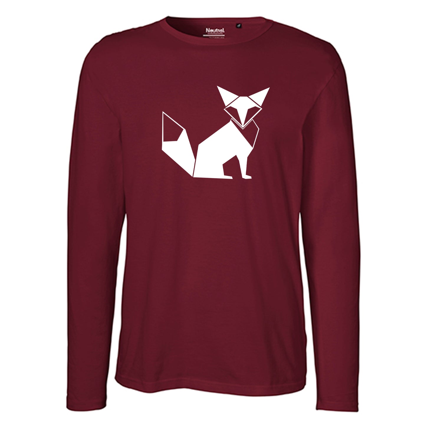 Herren FairTrade Longsleeve Shirt | Motiv "Fuchs - origami" | 100% Bio-Baumwolle und aus nachhaltiger Produktion | Größen S-3XL