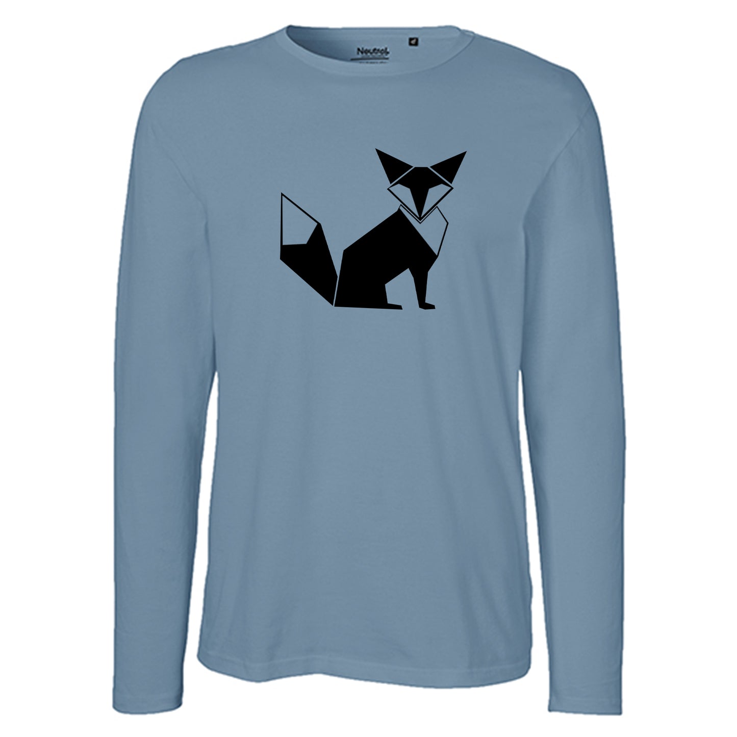 Herren FairTrade Longsleeve Shirt | Motiv "Fuchs - origami" | 100% Bio-Baumwolle und aus nachhaltiger Produktion | Größen S-3XL