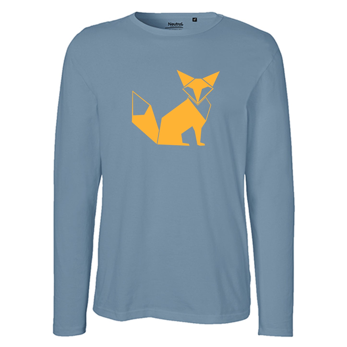 Herren FairTrade Longsleeve Shirt | Motiv "Fuchs - origami" | 100% Bio-Baumwolle und aus nachhaltiger Produktion | Größen S-3XL