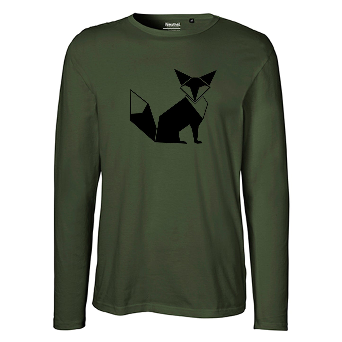 Herren FairTrade Longsleeve Shirt | Motiv "Fuchs - origami" | 100% Bio-Baumwolle und aus nachhaltiger Produktion | Größen S-3XL