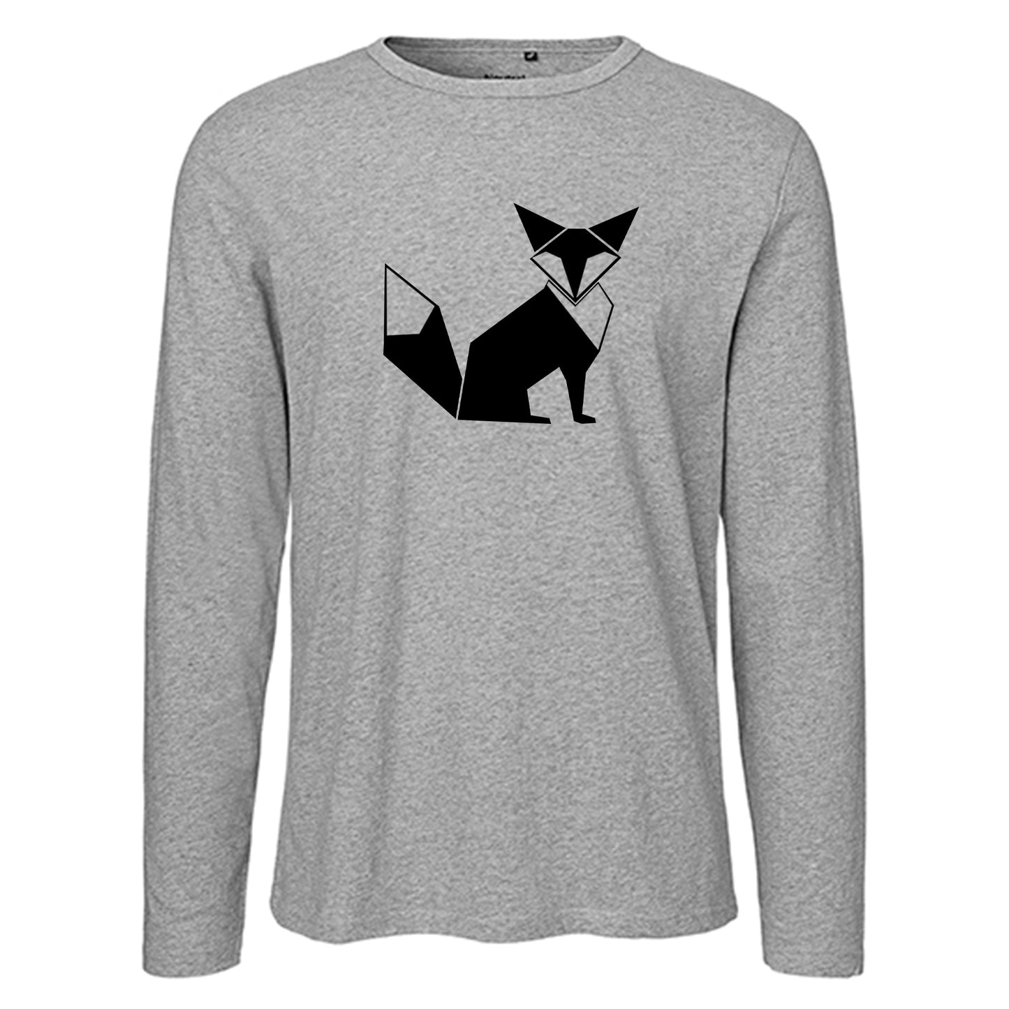 Herren FairTrade Longsleeve Shirt | Motiv "Fuchs - origami" | 100% Bio-Baumwolle und aus nachhaltiger Produktion | Größen S-3XL