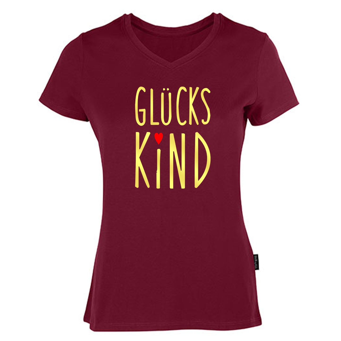 Damen V-Neck T-Shirt / 100% Bio-BW / Motiv: GLÜCKSKIND