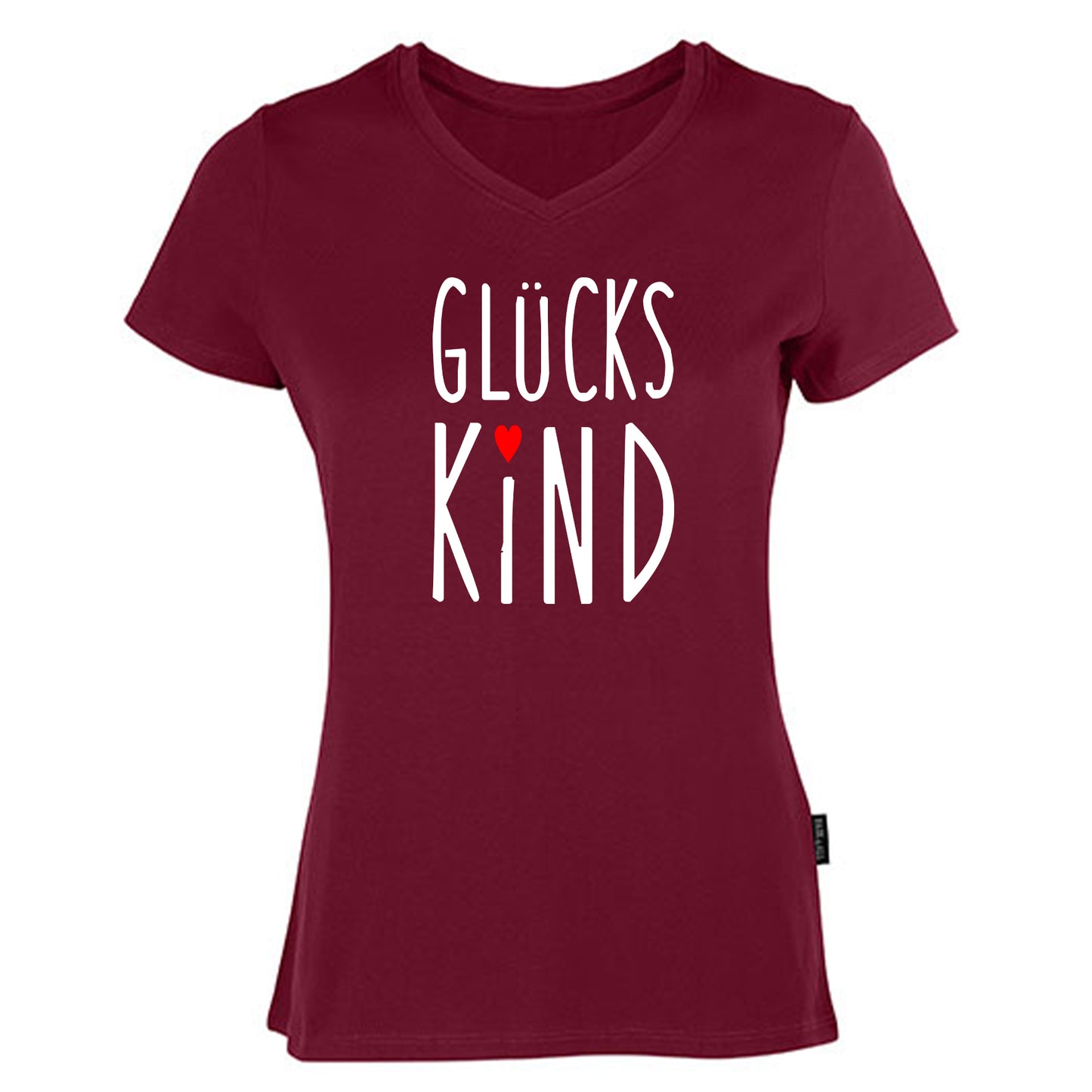 Damen V-Neck T-Shirt / 100% Bio-BW / Motiv: GLÜCKSKIND