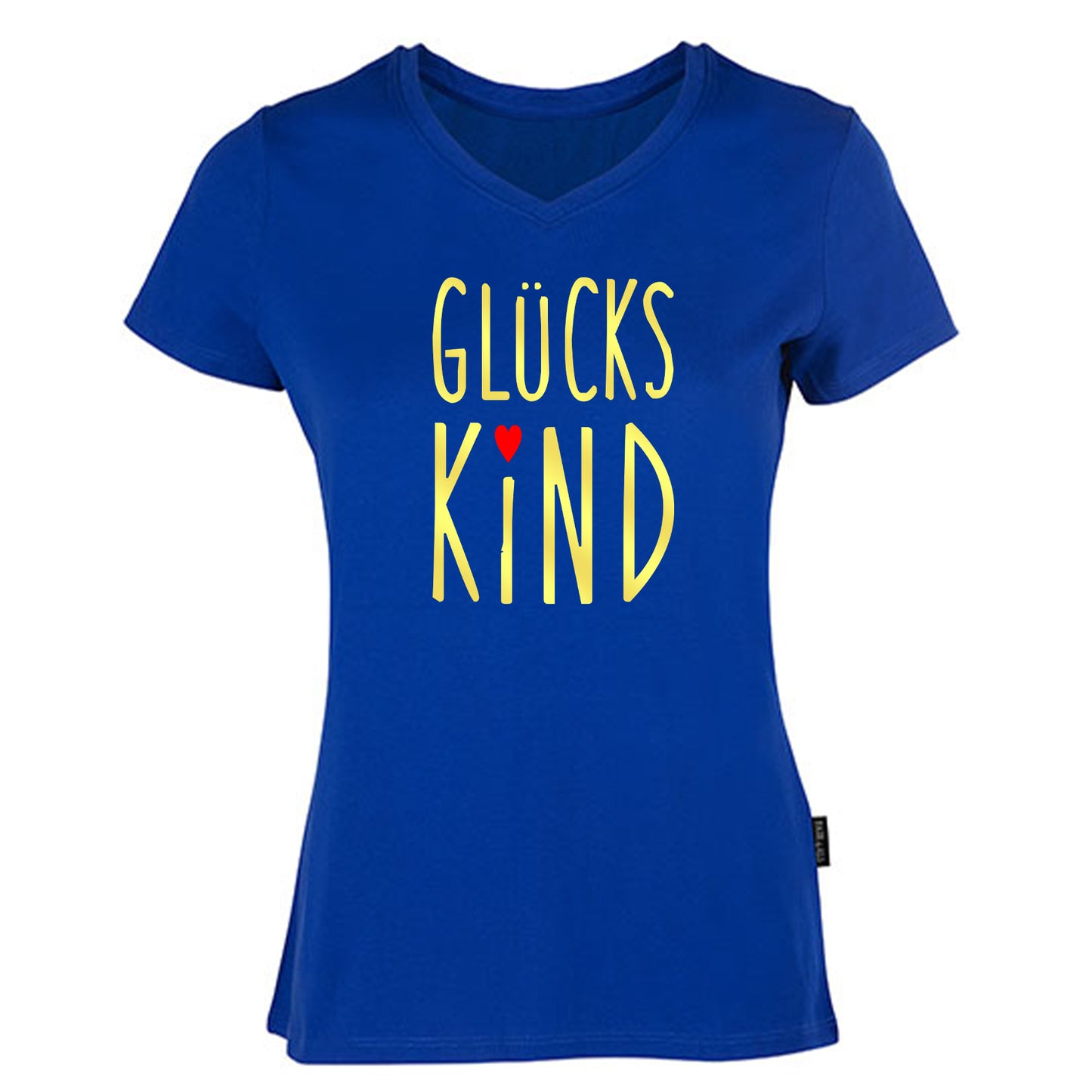 Damen V-Neck T-Shirt / 100% Bio-BW / Motiv: GLÜCKSKIND
