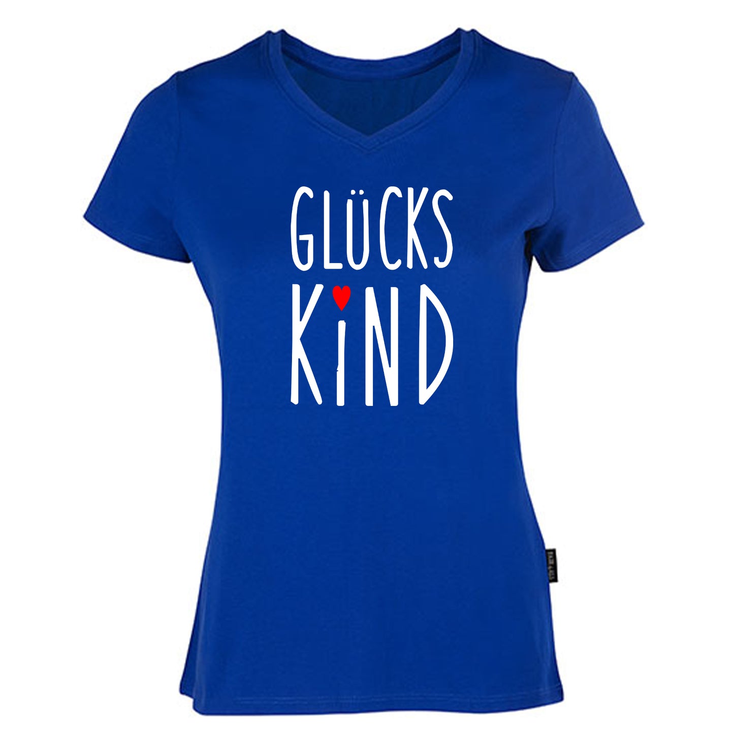 Damen V-Neck T-Shirt / 100% Bio-BW / Motiv: GLÜCKSKIND