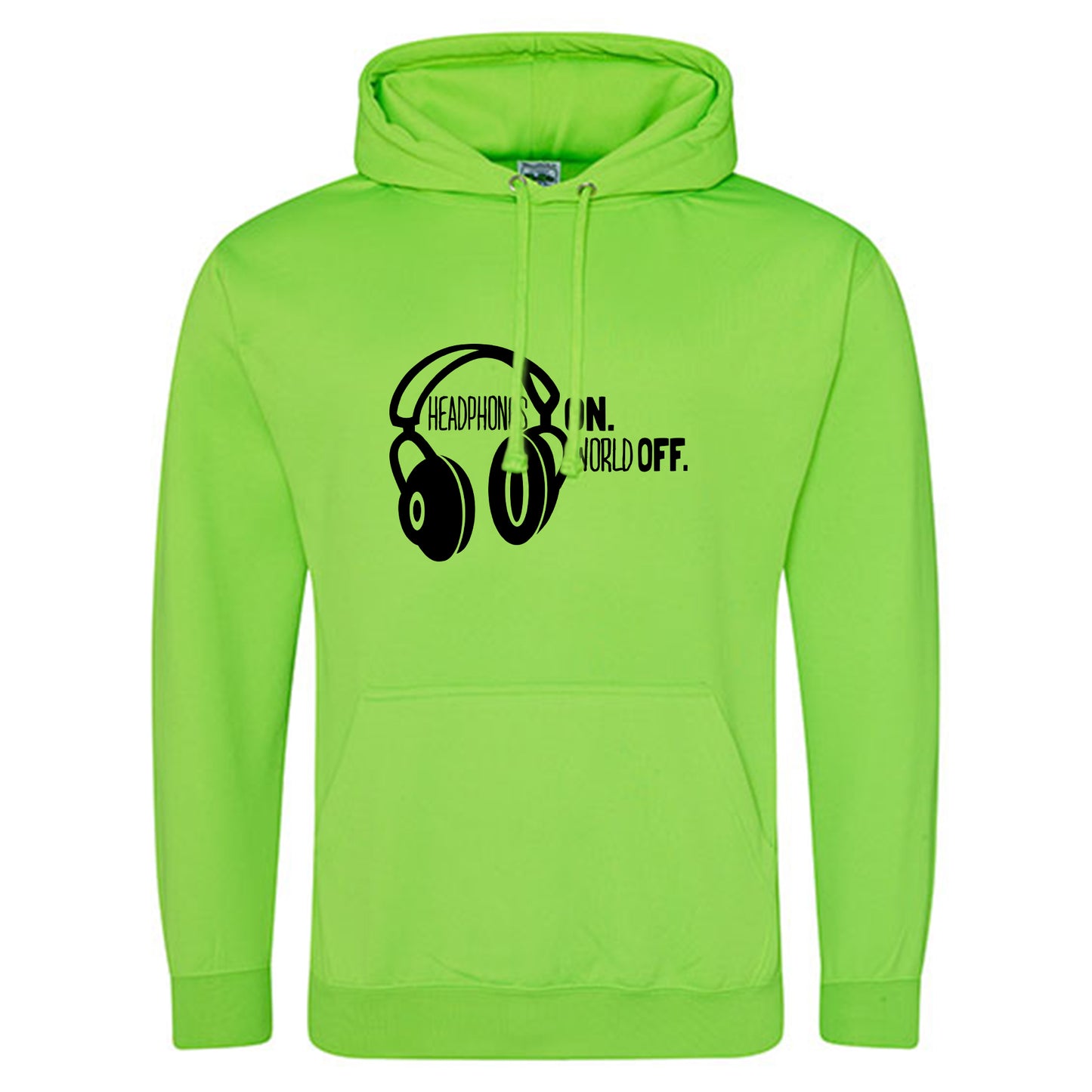 Electric Hoodie / Neon Kapuzenpulli / Motiv: Headphones on World off